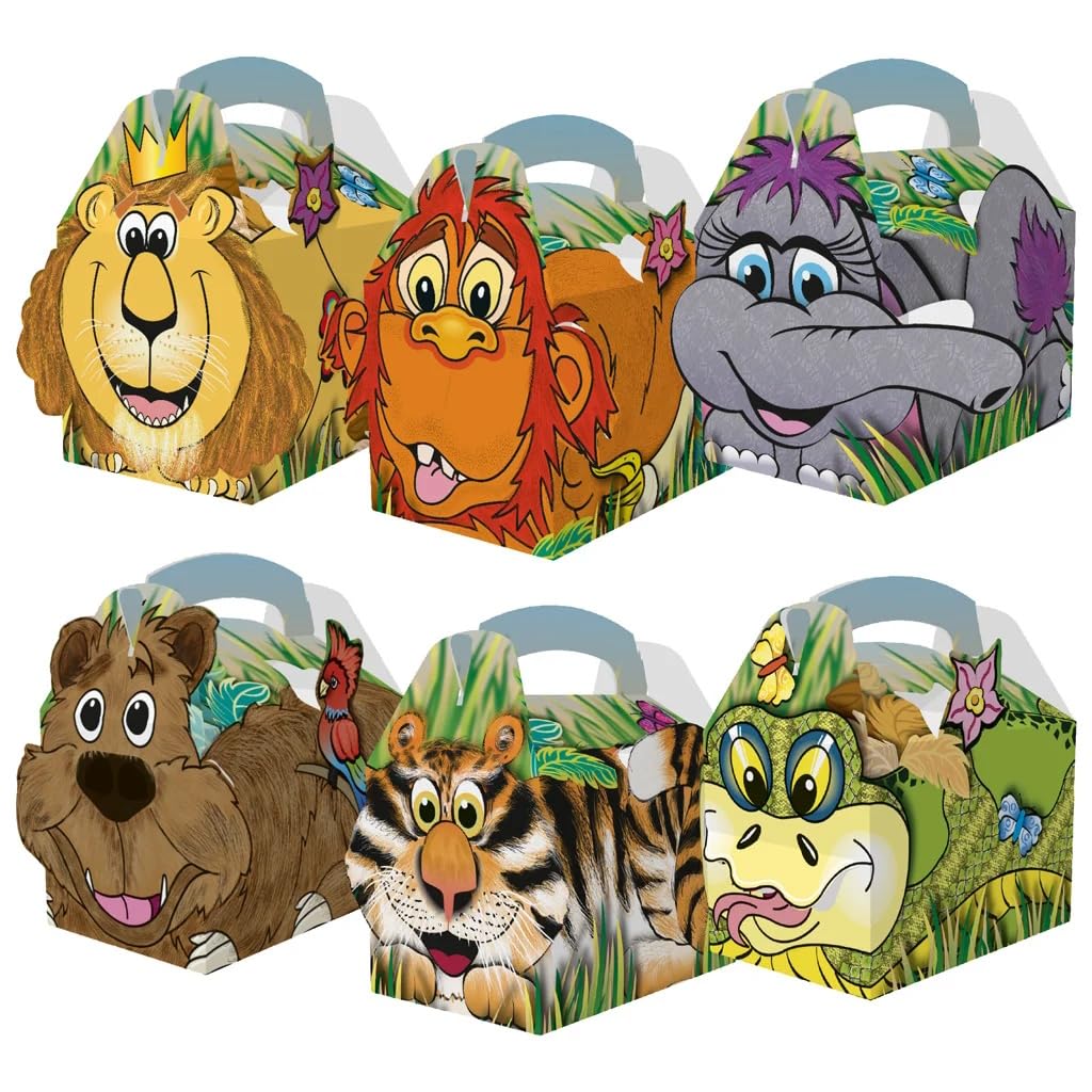 Jungle Animal Theme 24 x Childrens Kids Carry Food Birthday Party Meal Box