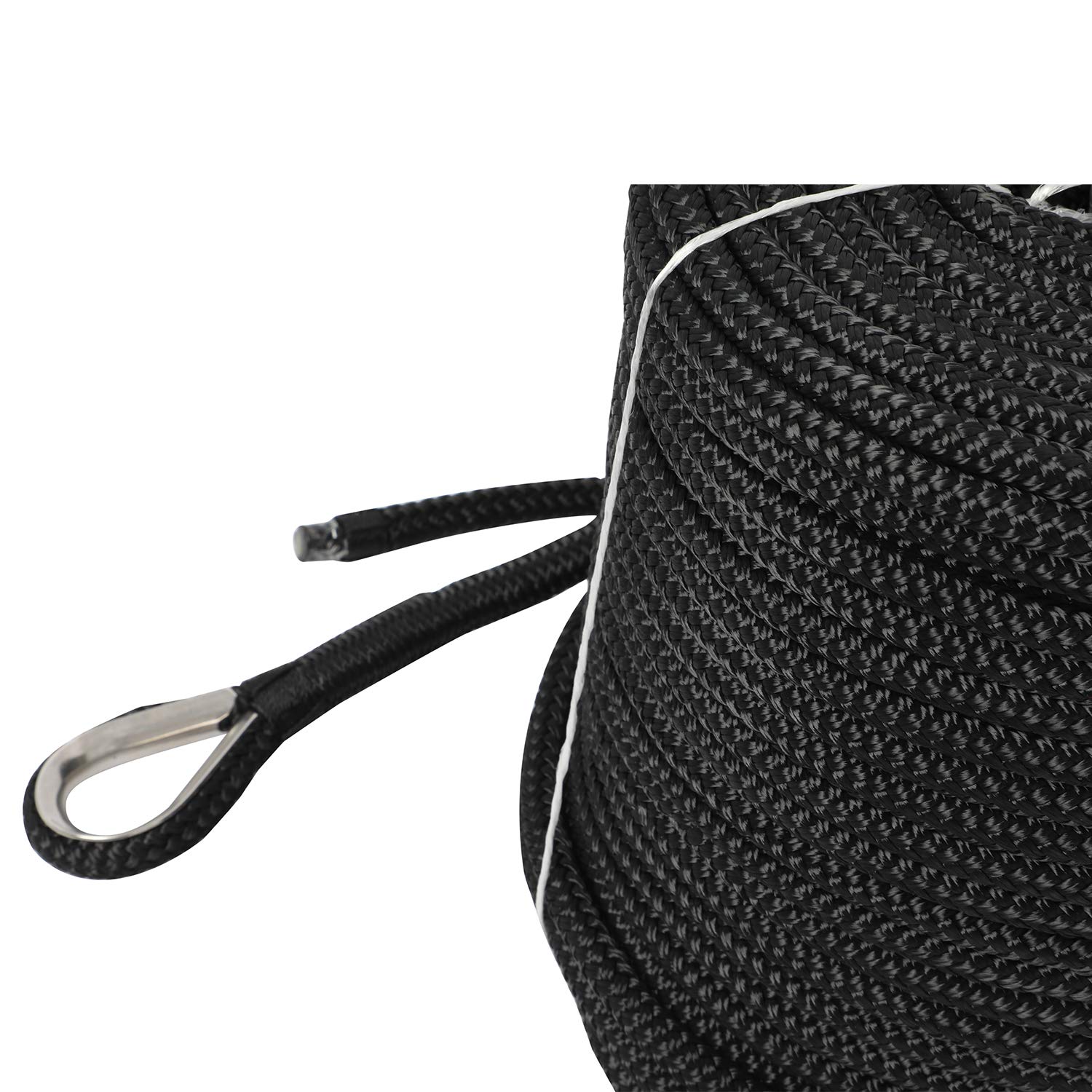 NovelBee 3/8" x 300' Doppia treccia Nylon Anchor Line con ditale (nero)