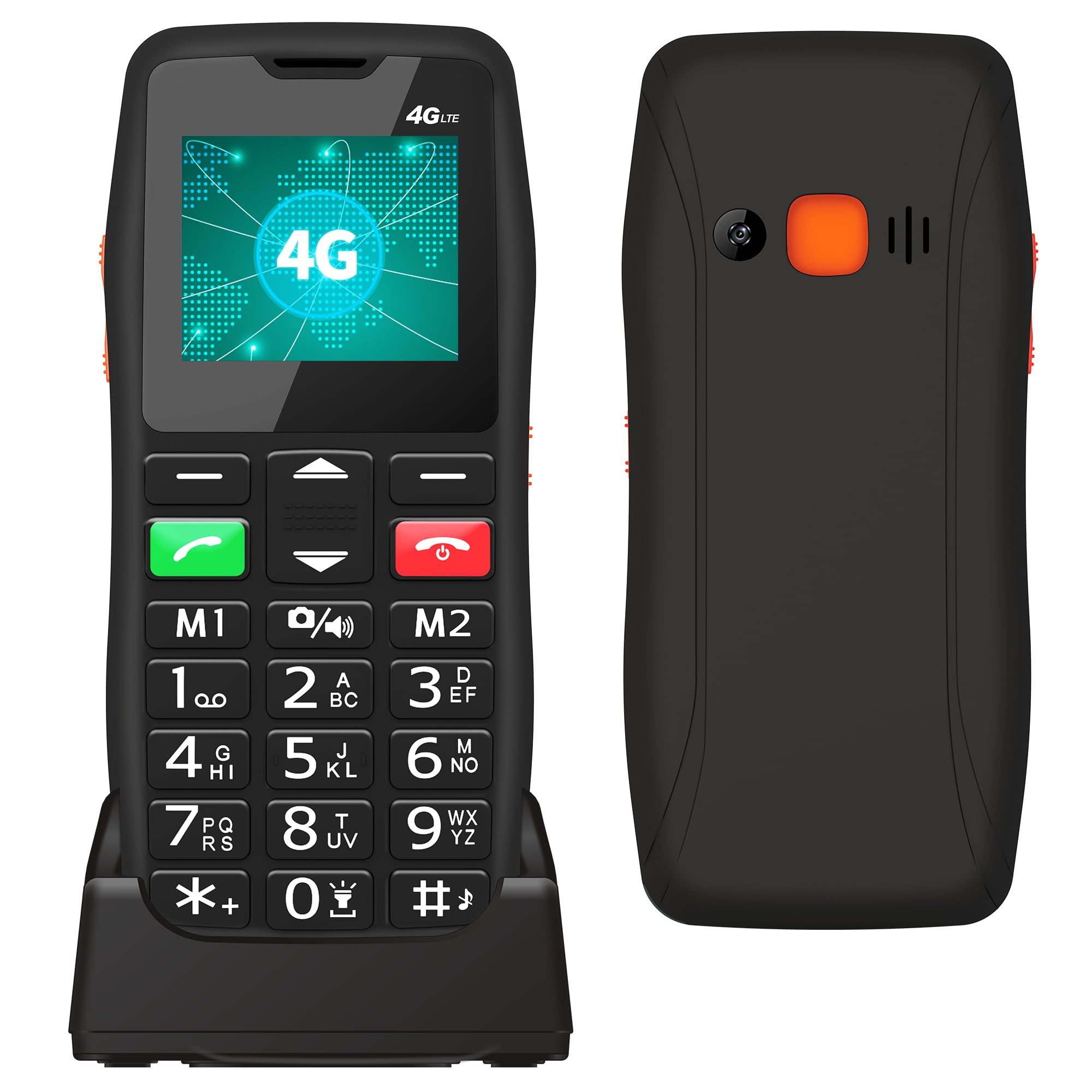 4G Seniorenhandy ohne Vertrag, Rentner Seniorentelefon mit SOS Notruftaste Großtastenhandy, Akku Lange Standby-Zeit, USB-C, Tastenhandy mit Ladestation, 1,77 Zoll Farbdisplay