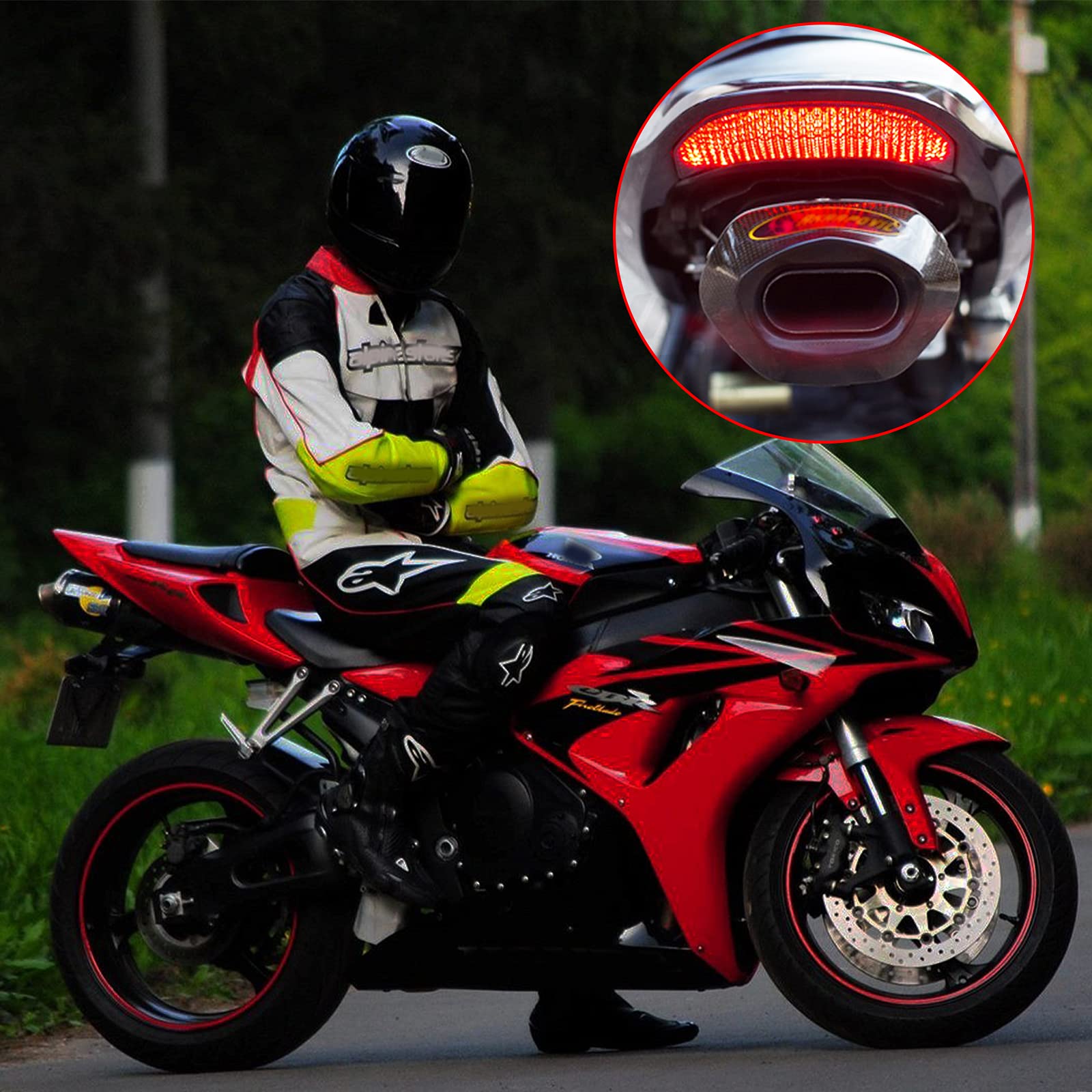 JMTBNO Motorrad LED Rücklicht Led Bremslicht Blinker Lauflicht Schwarz Geräuchert Rücklichter Wasserdicht 12V Kompatibel mit Hon-da CBR600RR CBR 600 RR 2003-2006 CBR1000RR CBR 1000 RR 2004-2007