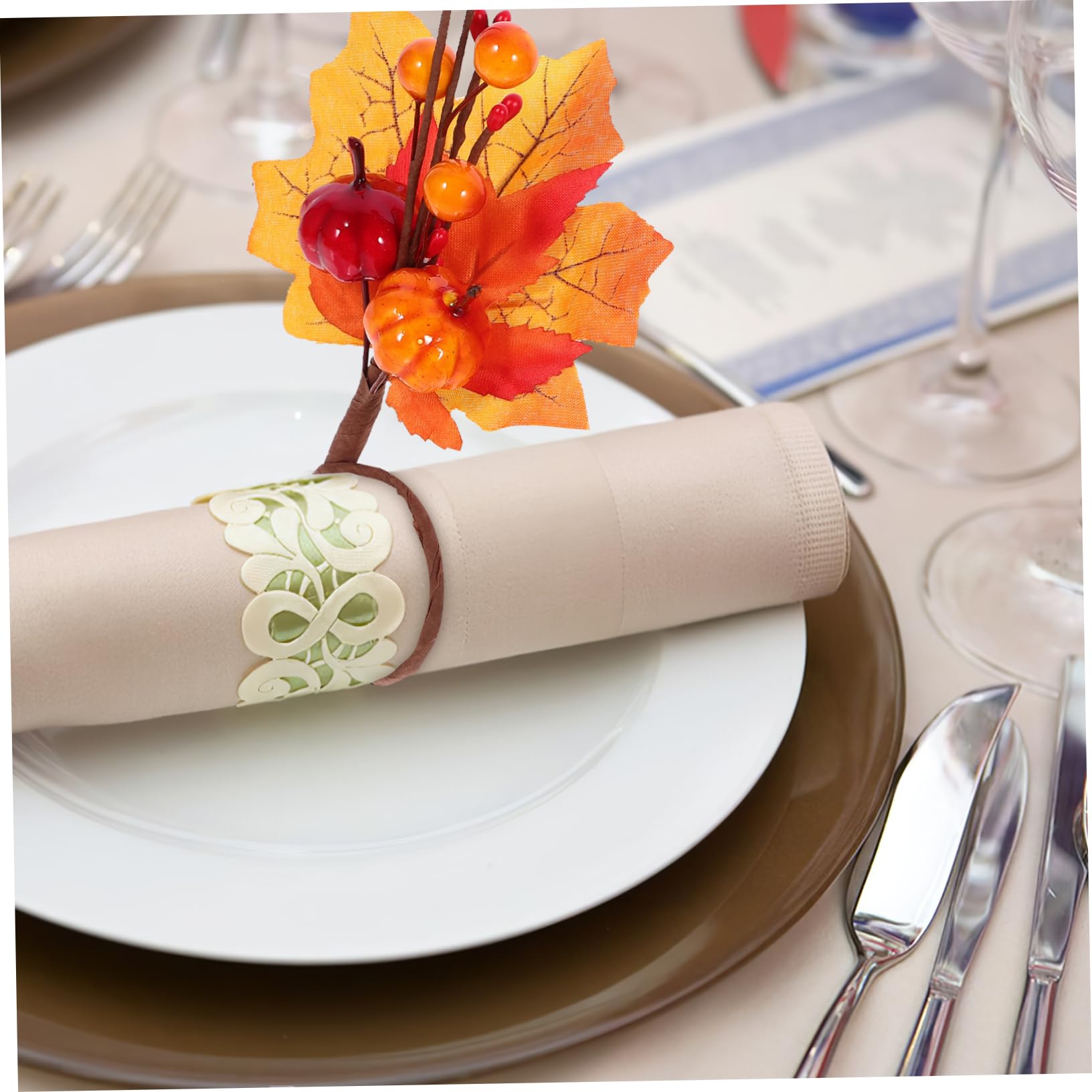 Herbst-serviettenringe-Set 12 Serviettenhalter in Ahornblatt- für Thanksgiving