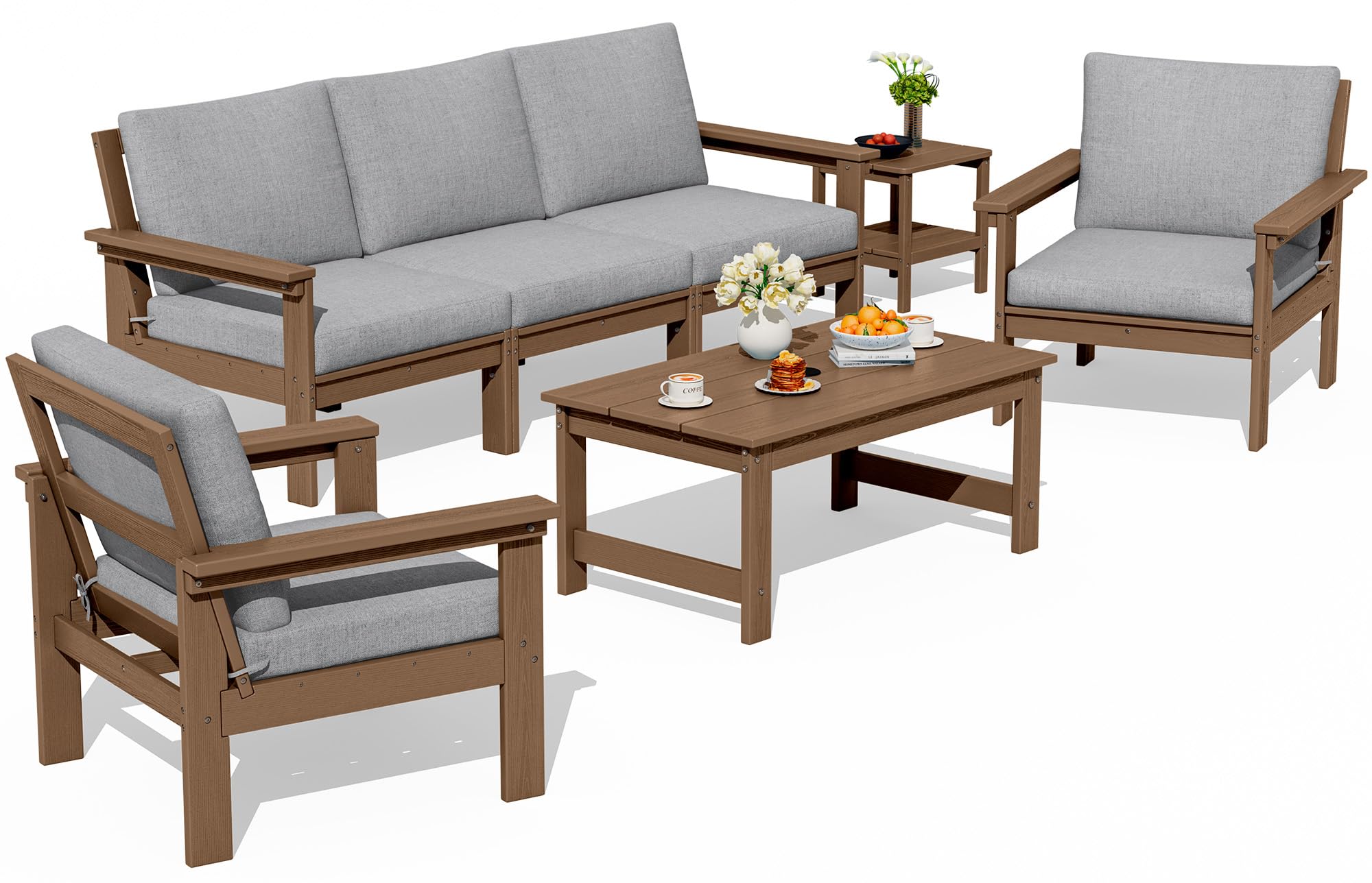 SERWALL HDPE Outdoor Patio Furniture Set Outdoor Couch