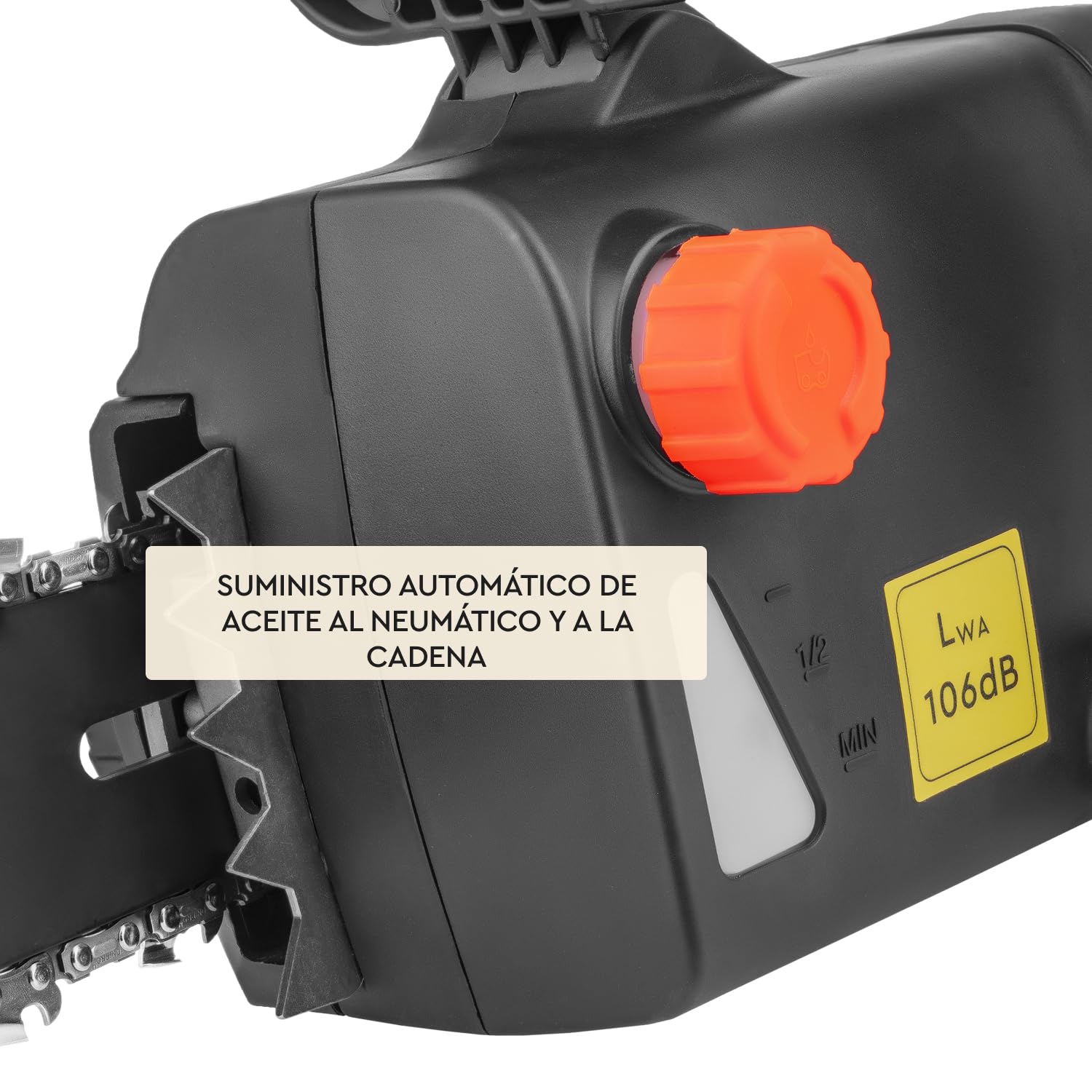 Motosierra Eléctrica 2400W Espada 40cm, para Poda, Corte de Troncos y Leña, Tensor de Cadena Sin Herramientas, Lubricación Automática, Arranque Suave, Freno de Cadena. DSE-24DS