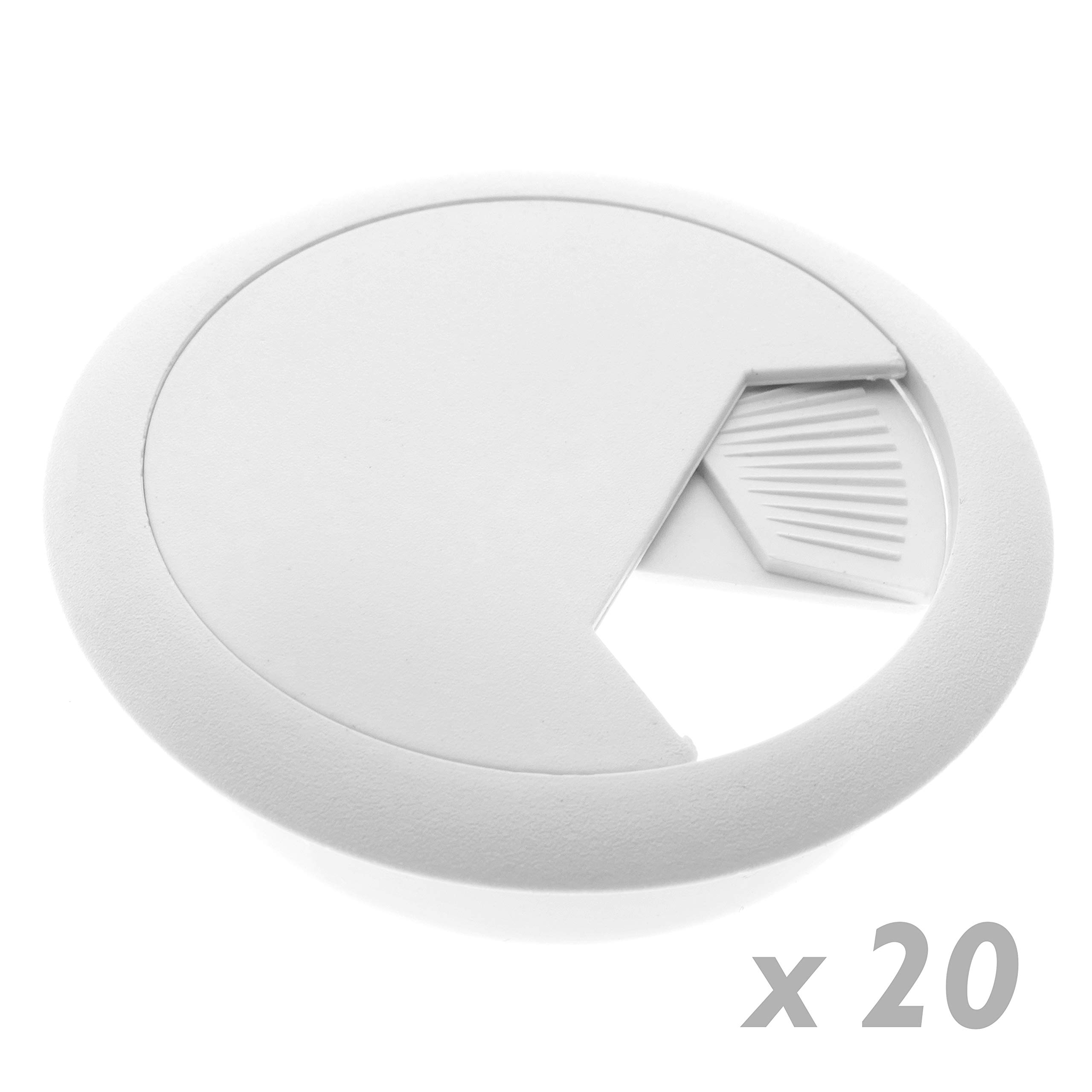 Buy BeMatik KE091 Pack of 20 Round White Table Top Cable Grommets 53mm