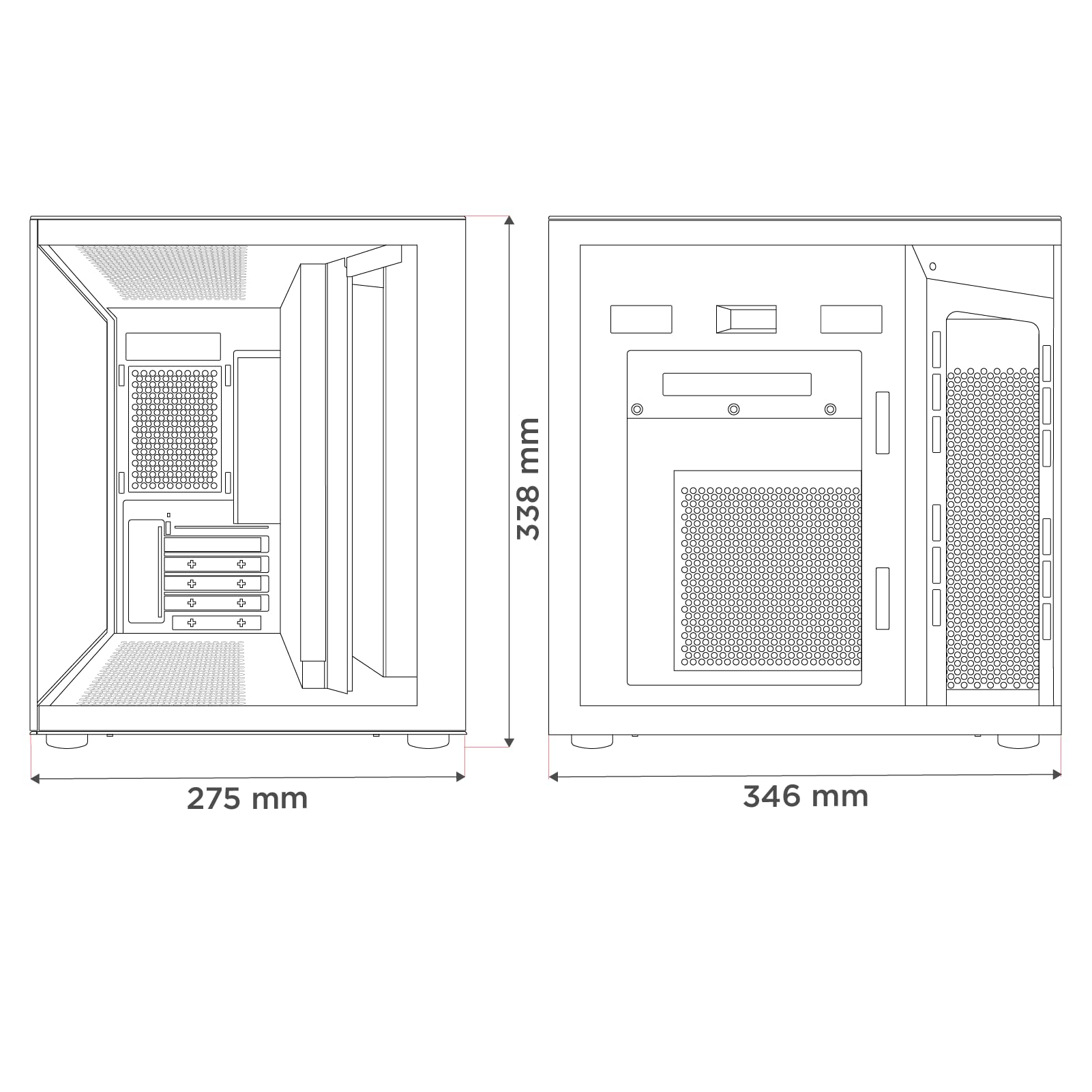 Nuwo Vitra BK100 | Case PC Gaming Micro-ATX Nero | Doppia Camera PSU Nascosto | 3 Ventole ARGB 120mm | Doppio Vetro Temperato Panoramico | Airflow | USB 3.0