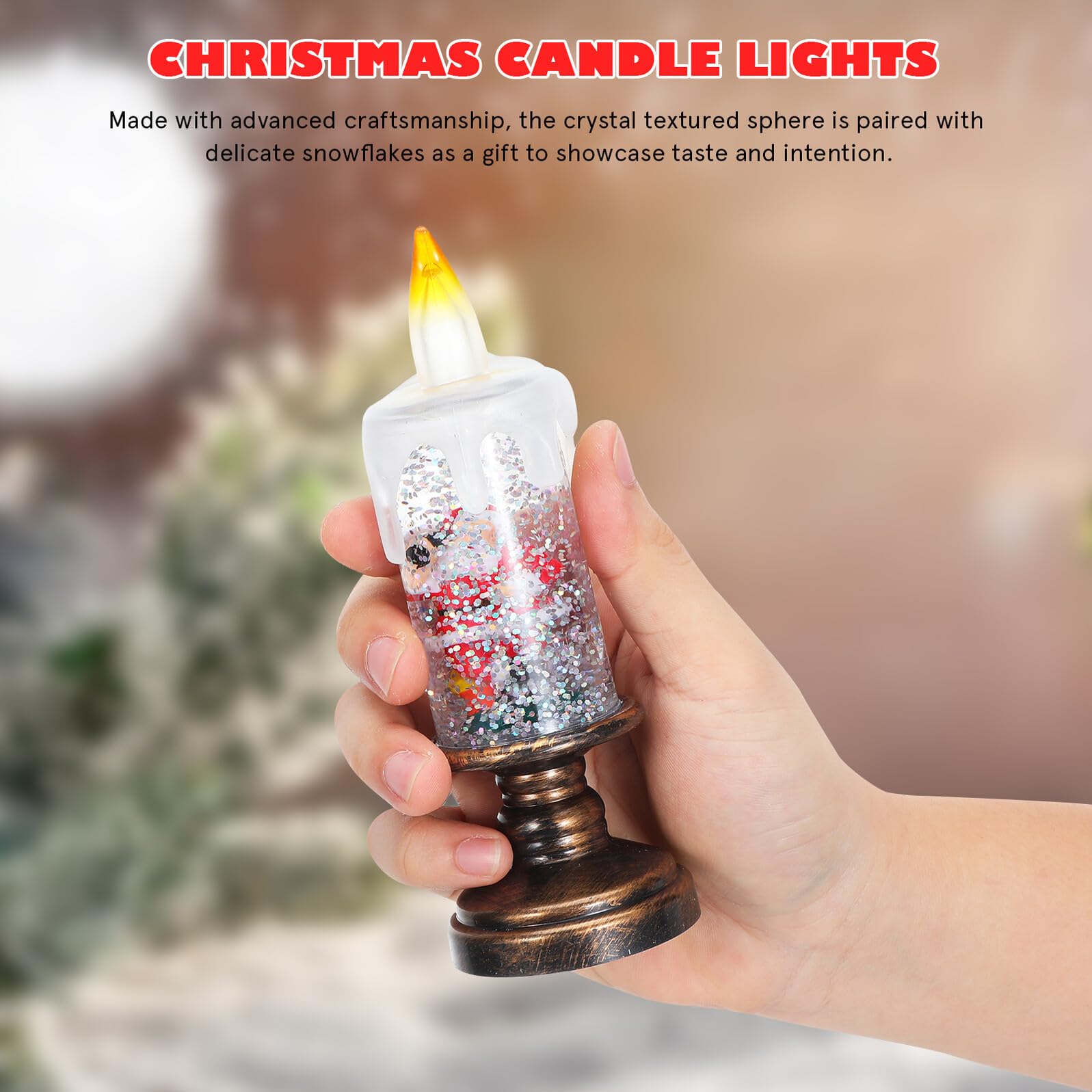 3pezzi Globi di Neve Luminosi Natalizi Candele per Finestre Fiamma LED Realistica Scintillanti Decorazioni Luminose per Centrotavola di Festa per Casa