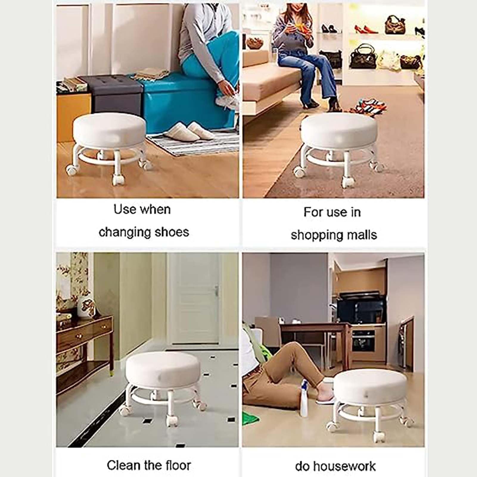 Sgabello Girevole Con Ruote - Base Bassa Per Casa O Ufficio - Foto 4