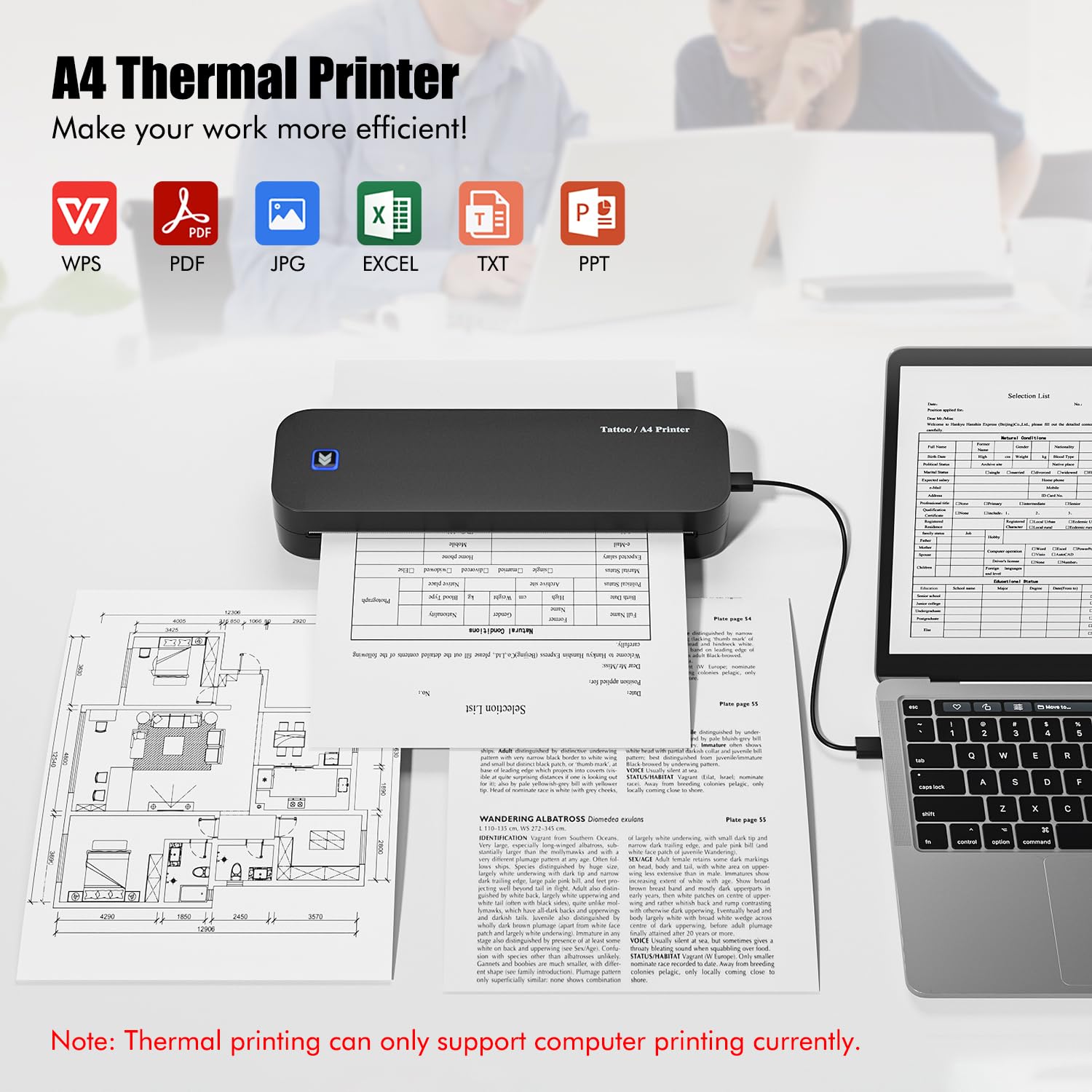 Imprimante Tatouage Thermocopieur Bluetooth A4 Papier Transfert 20pcs Compatible Smartphone PC
