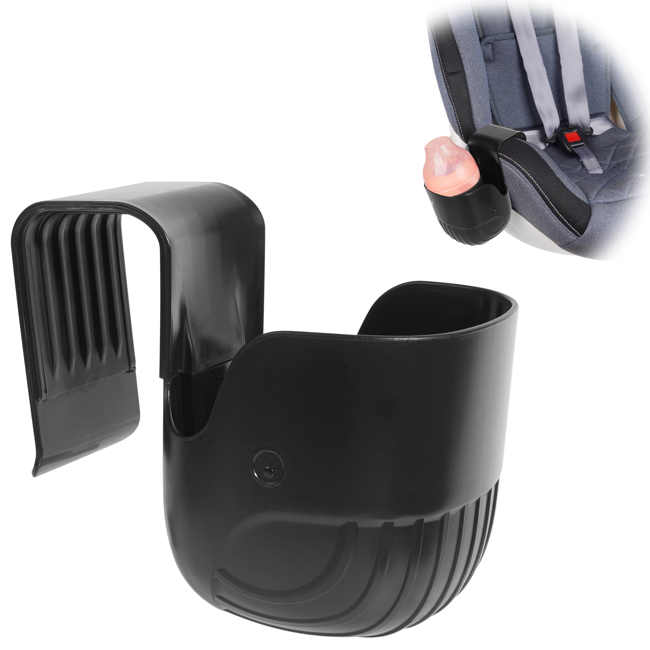 Ihaapsi Universal Cup Holder for Baby Car Seats & Strollers – Secure Drink & Snack Holder for Kids, Fits Most Car Seats, Wheelchairs & Travel Systems (Black)