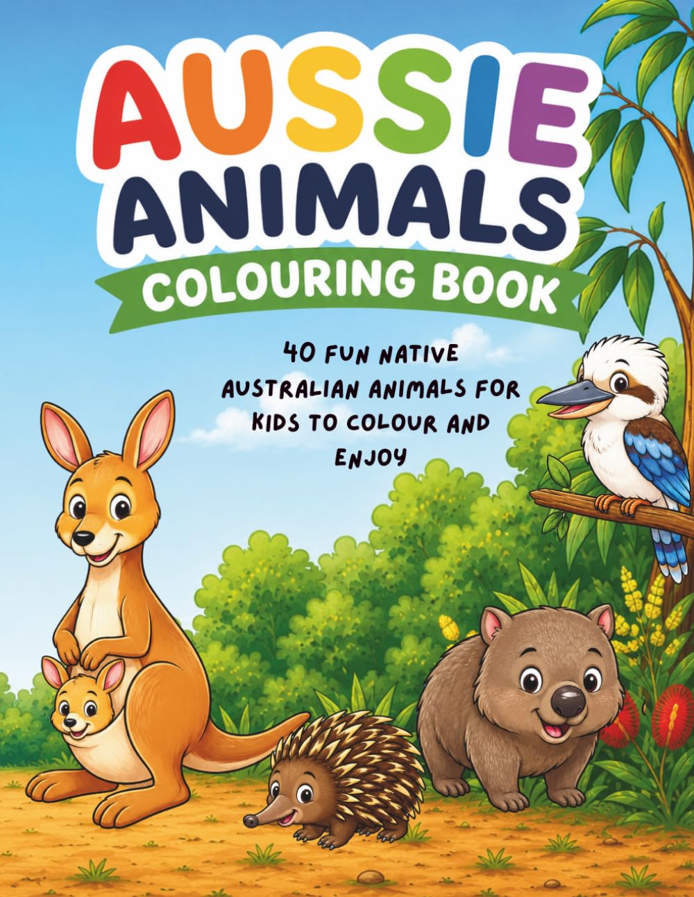 Aussie Animals Colouring Book: 40 Cute and Fun Native Australian Animals for Creative Kids to Enjoy