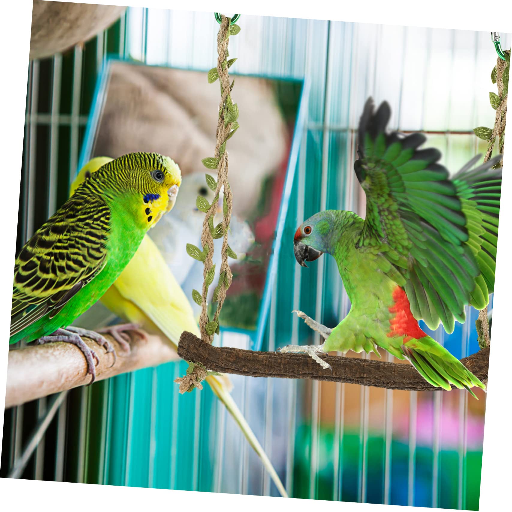 YARNOW 5pièces Perche pour Oiseaux Jouet à Balançoire Naturel pour Perruches Et Perroquets Support Entraînement Pratique Et Accessoire pour Cage à Oiseaux
