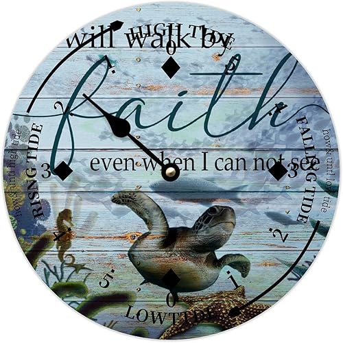 Miniatura 1 de Reloj de marea de madera, tortuga marina, vida marea, reloj de marea, decoración de playa, hora del océano, reloj costero, marea alta y baja, reloj