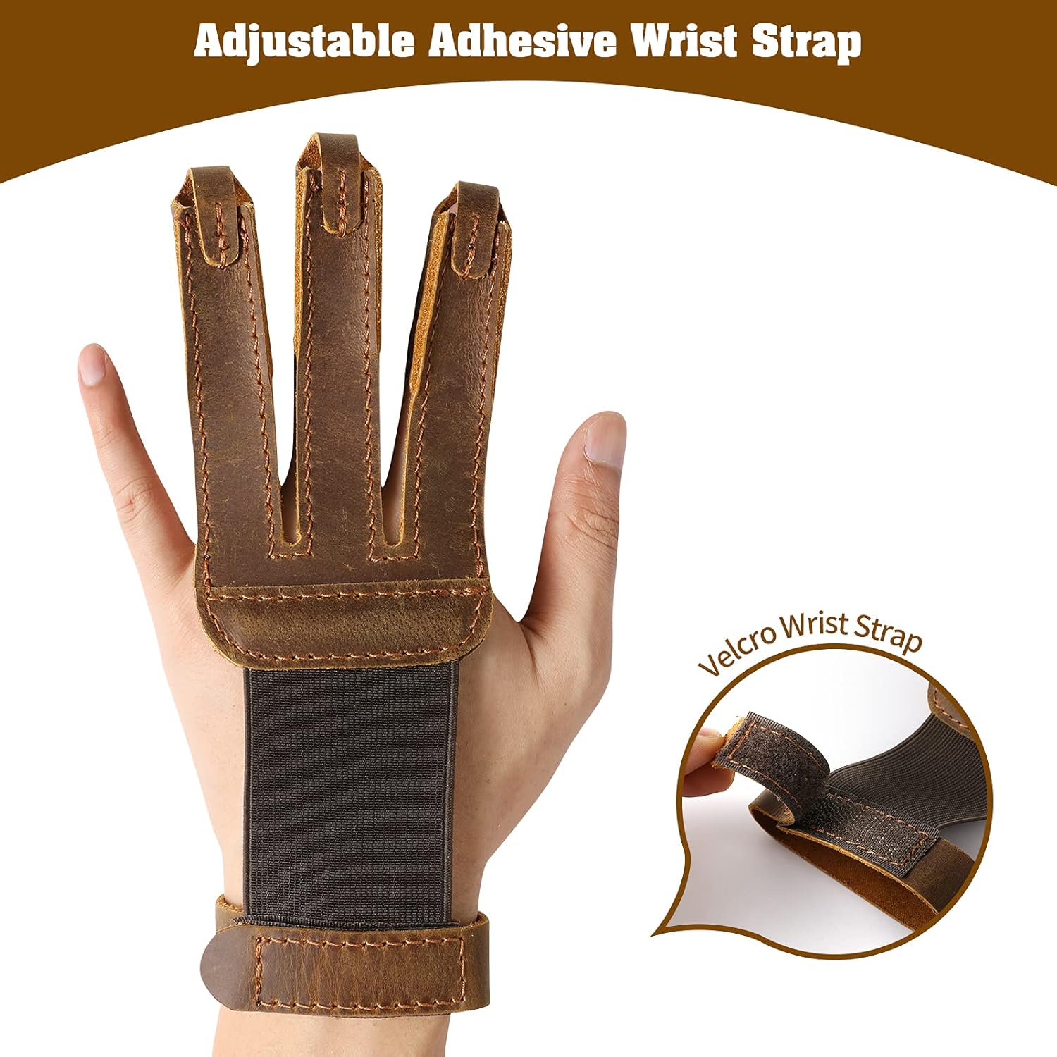 RingSun 3 Finger Archery Glove Finger Tab Accessories Protect Your Leather Gloves for Recurve & Compound Bow for Shooter, RS71, Brown : Sports & Outdoors