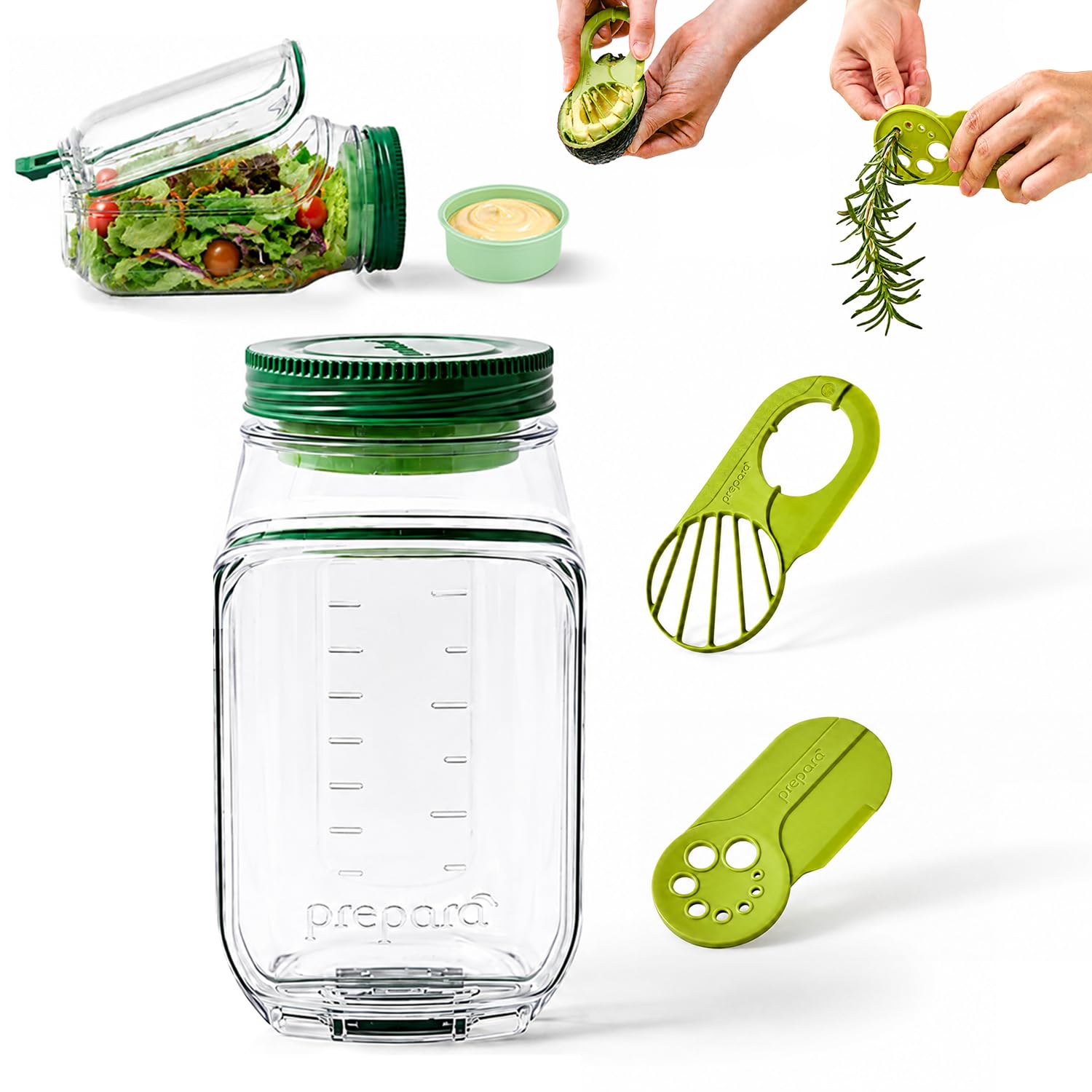 Prepara Salad Set - Herbs n' Greens, Avocado Cool &amp; Salad Pod