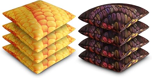 KHAMPA Set of 8 Regulation Cornhole Bags,Double Stiched - Standard Corn Hole Bean Bags for Tossing Game All Ages