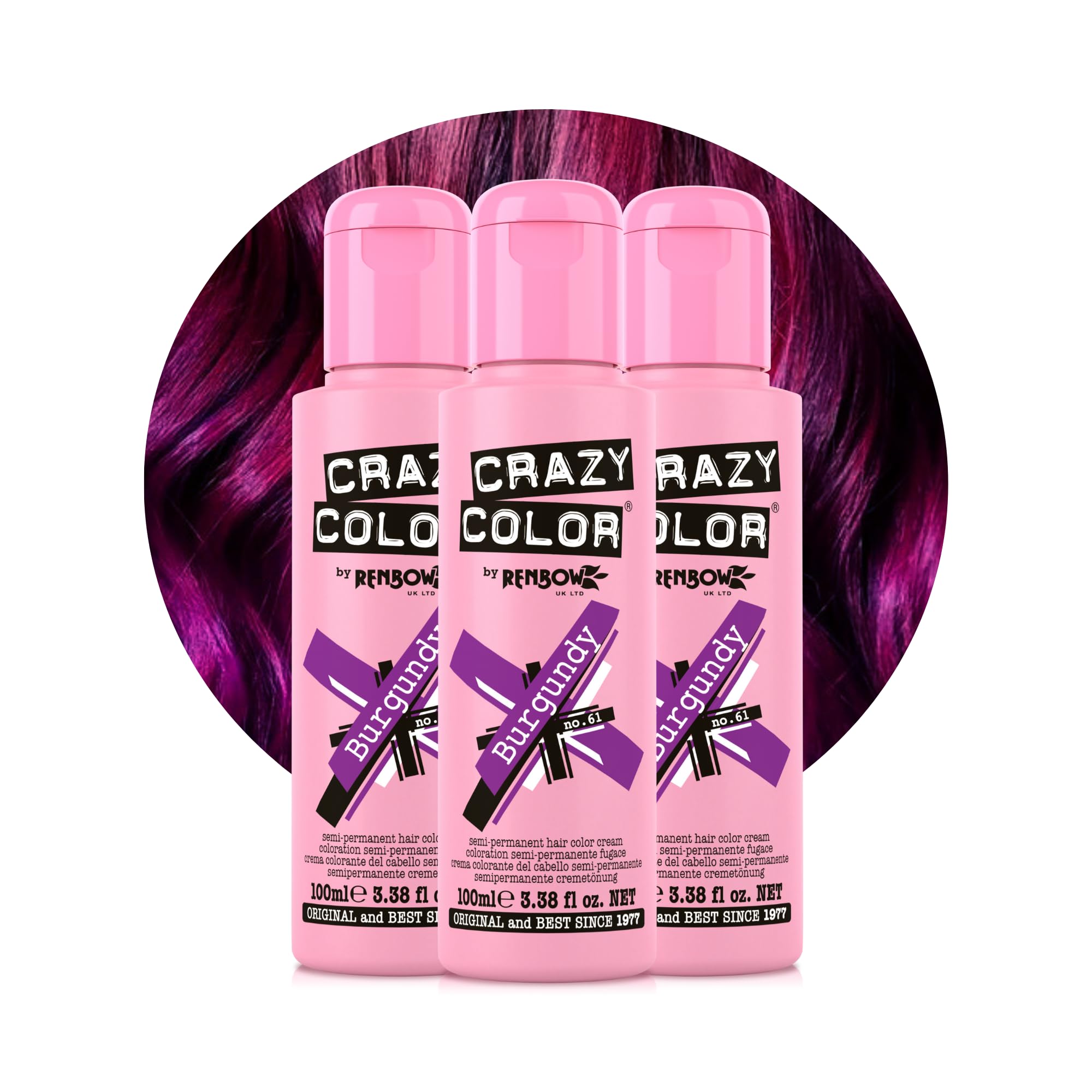 Crazy Color Burgundy Red Hair Dye Trio 300ml