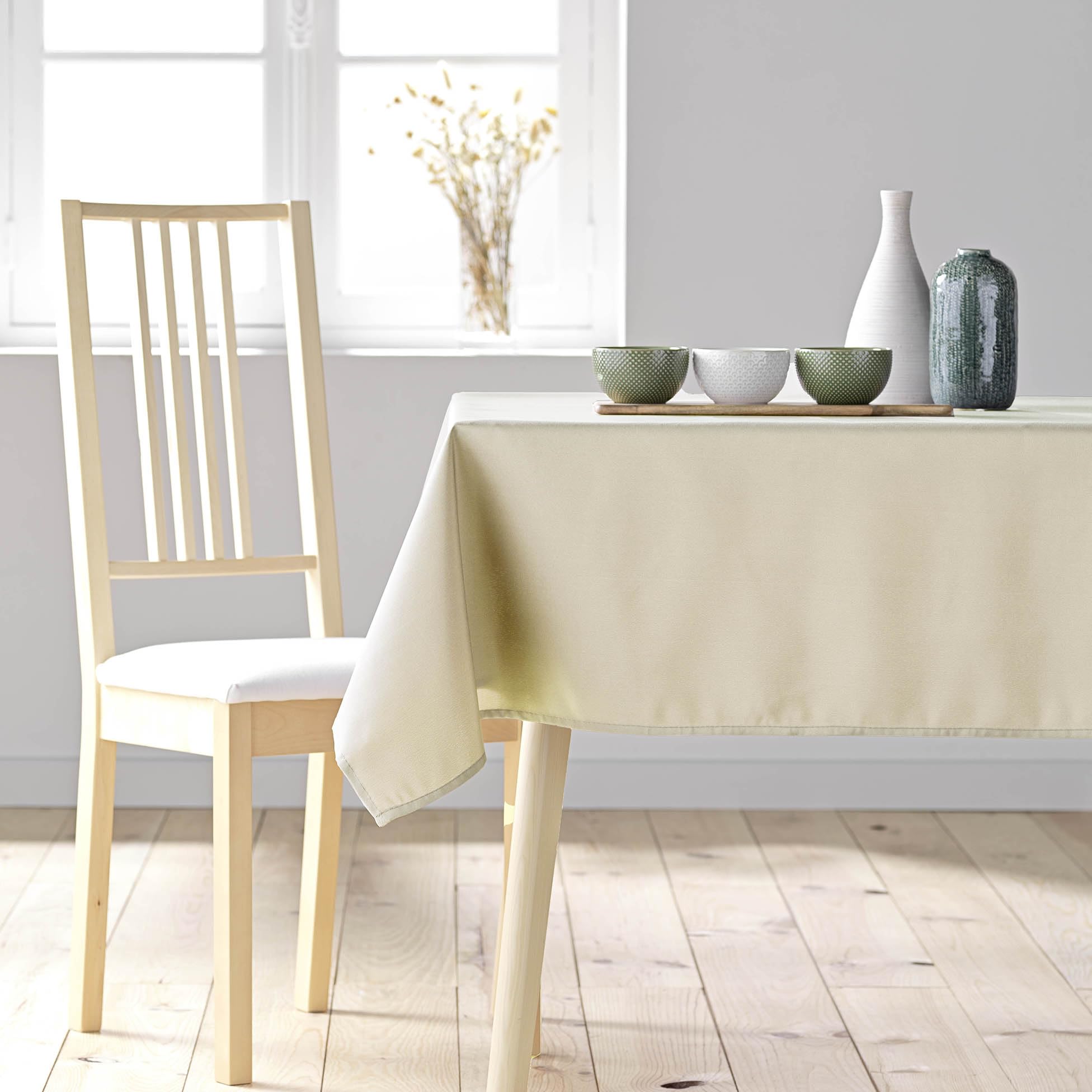 Douceur d'Intérieur, Rectangular Tablecloth (140 x 300 cm) Essentiel Natural, Polyester