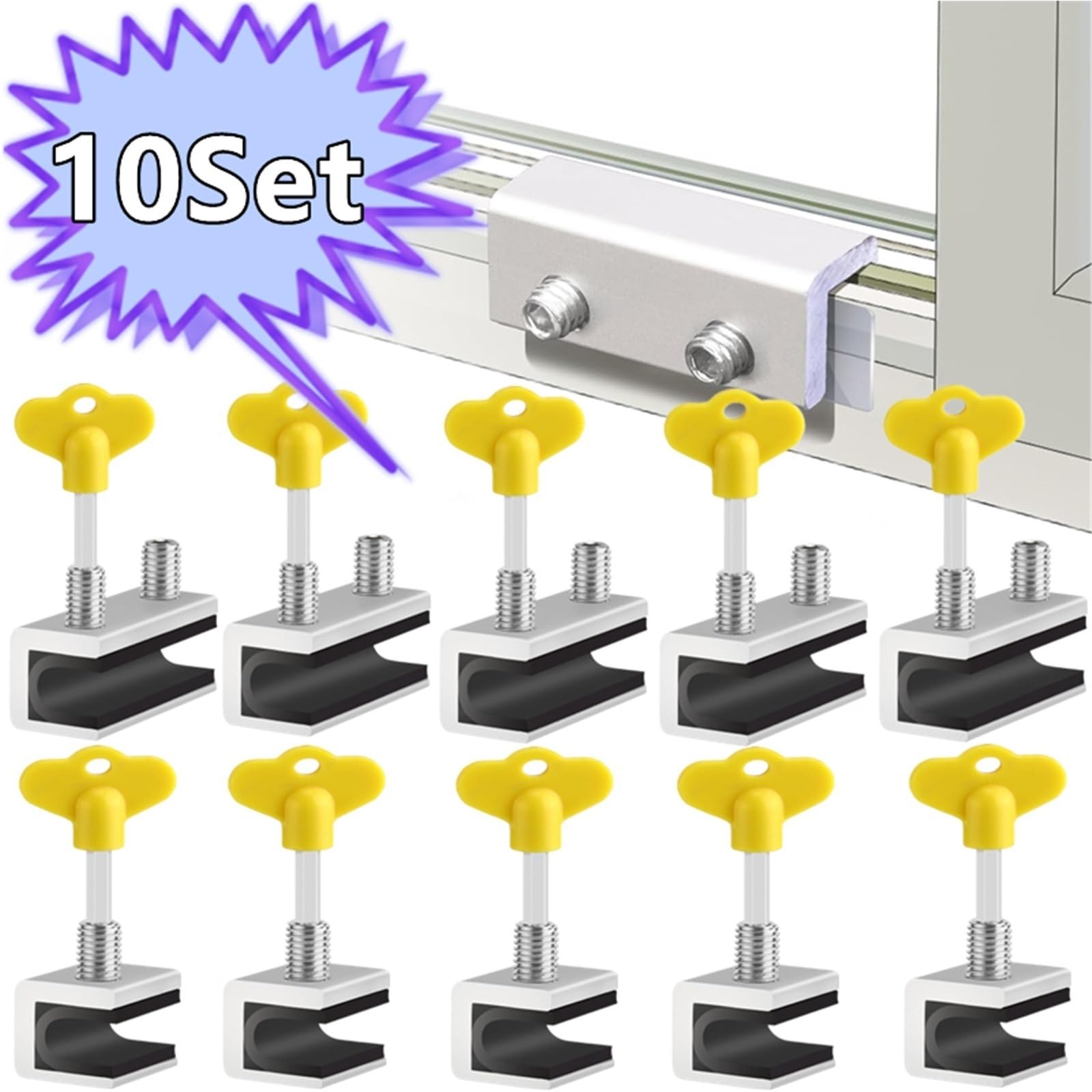 10 Stück Fenstersicherungsstopper Aluminiumlegierung Schiebefenster Diebstahlsicherung Fensterschiebetür Sicherheitstürschloss Für Zuhause(Double hole,8 Set)
