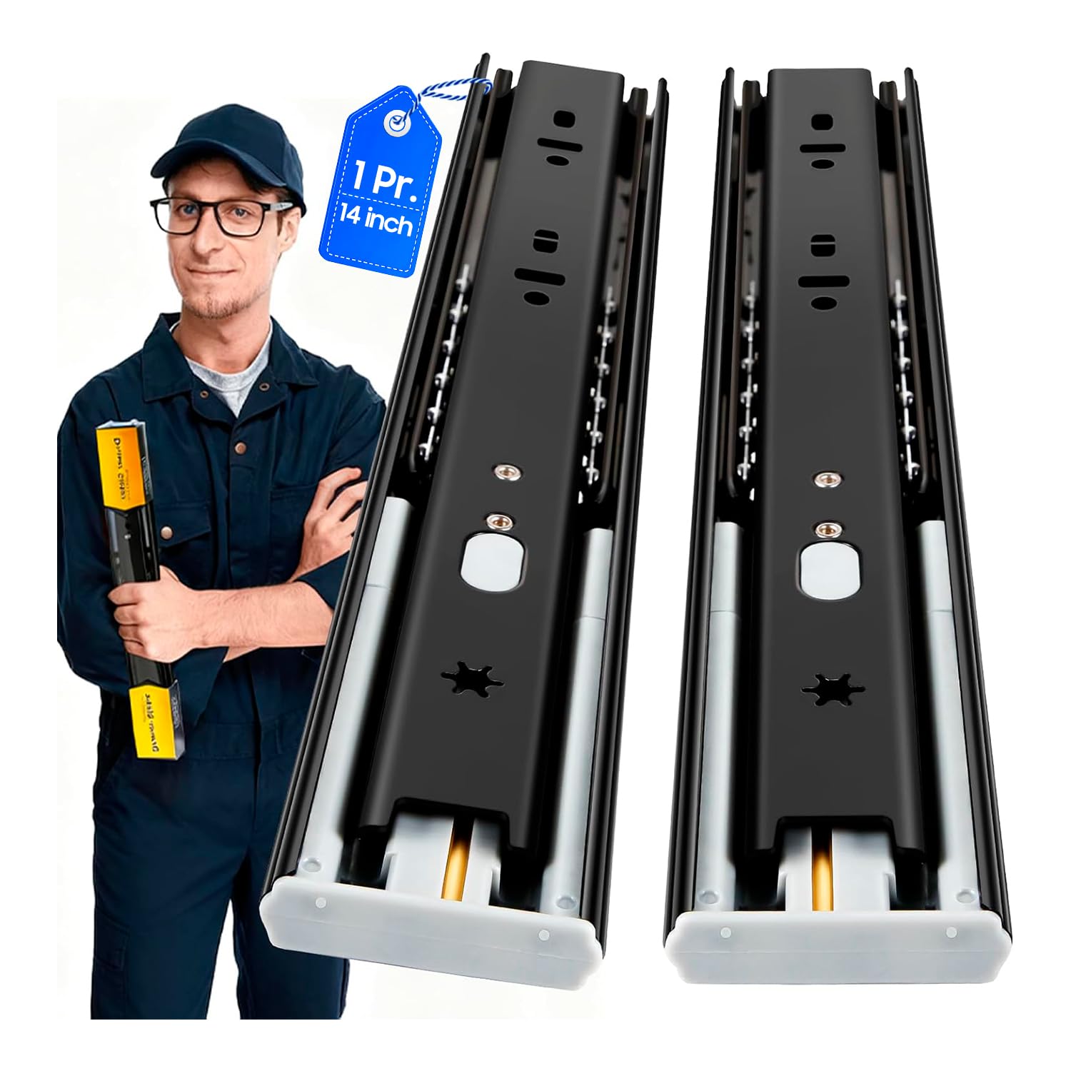 YENUO 3-Fold Full Extension Drawer Slides Ball Bearing 10–24 Inch 100 LB — Amazon image 14