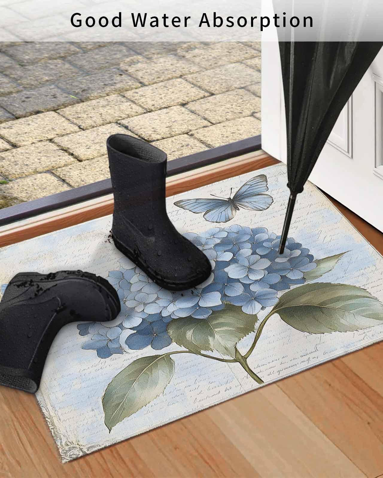 Amazon.com: Blue Hydrangea Retro Indoor Door Mat Washable 24x32