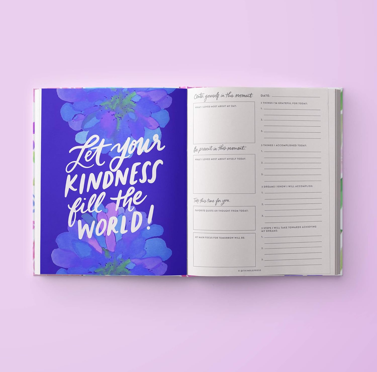 Thimblepress Mindful Memoir, Guided Lists, Full-Page Inspiring Art, Free-Form Doodling and Journal Writing, Hard-Cover 8x10-inches