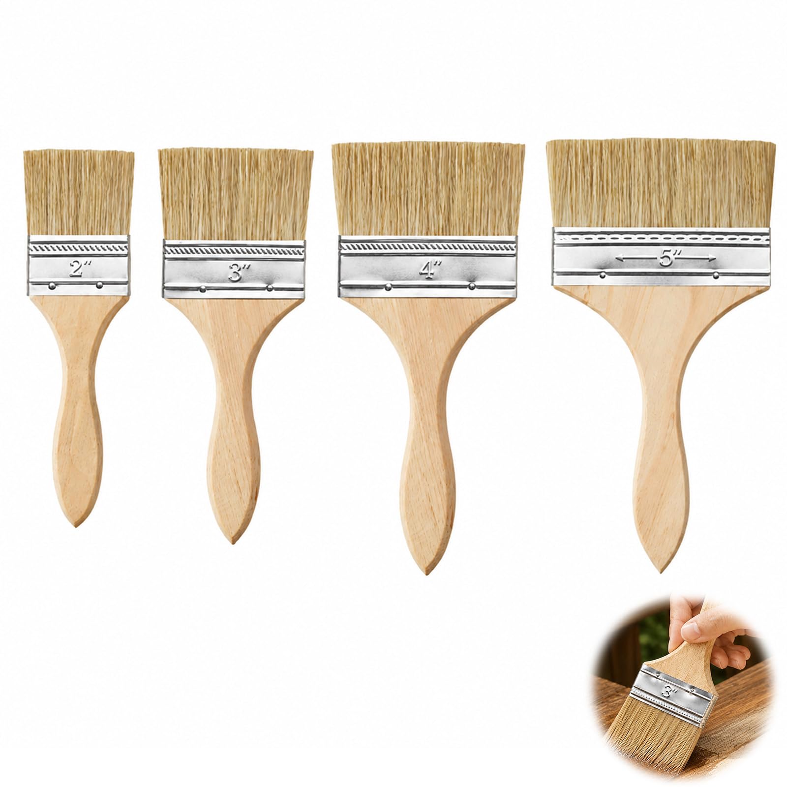 4 Pcs Masonry Paint Brushes, DIY Paint Brush with Wooden Handle