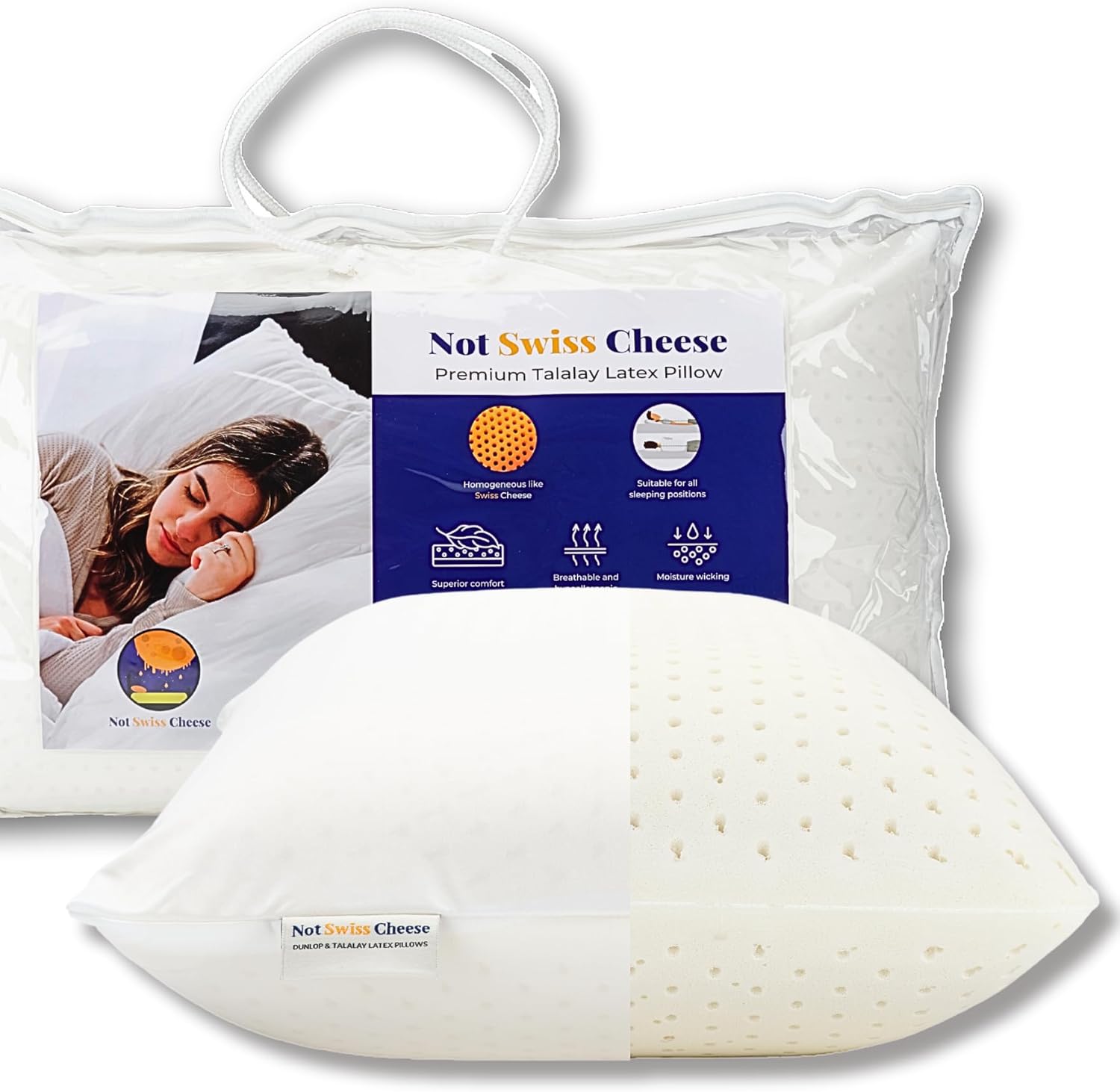 Talalay 100 Natural Premium Latex Pillow, Pressure Relief, Supreme