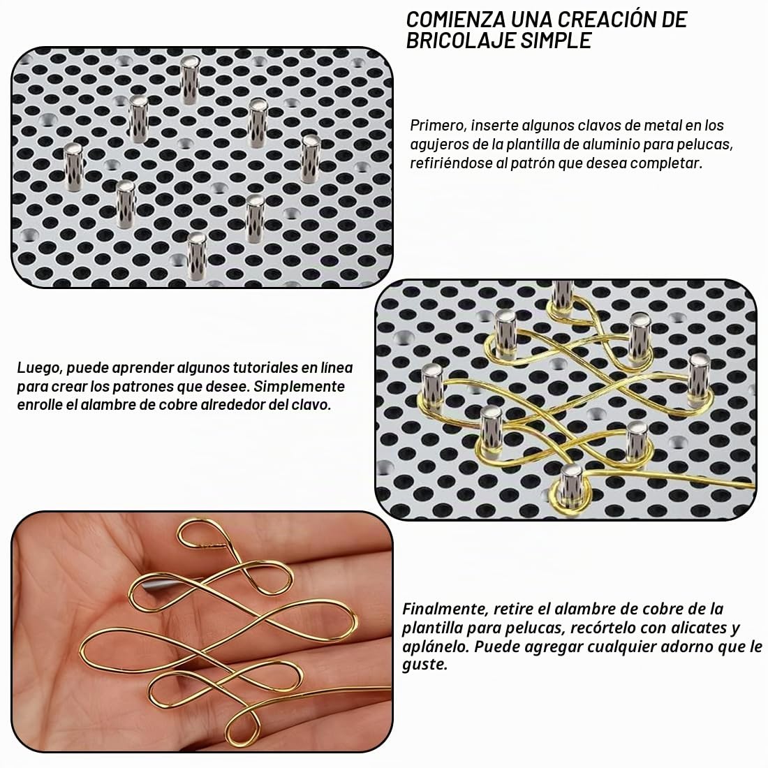Juego de herramientas para hacer joyas con placa de aluminio (14 x 11,5 cm), placa de alambre para joyas, manualidades y manualidades