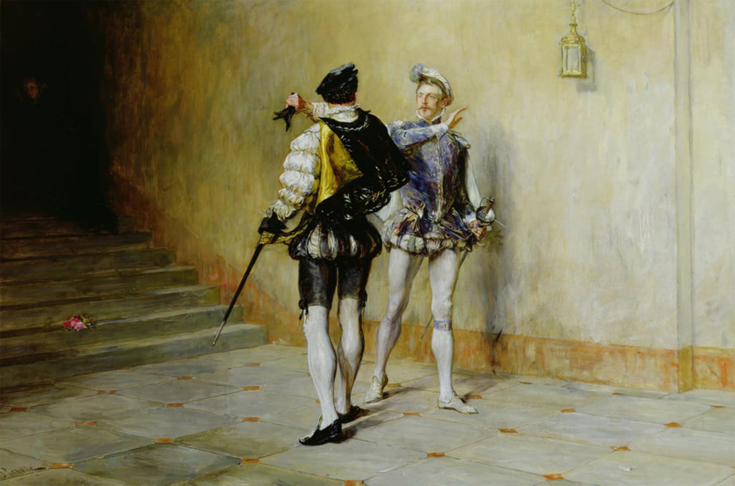 Serendipitp No Frame Vintage Picture Print On Canvas Wall Art Poster The Commencement Of The Quarrel By Pettie Artwork Print Poster For Wall Decor 60X90cm