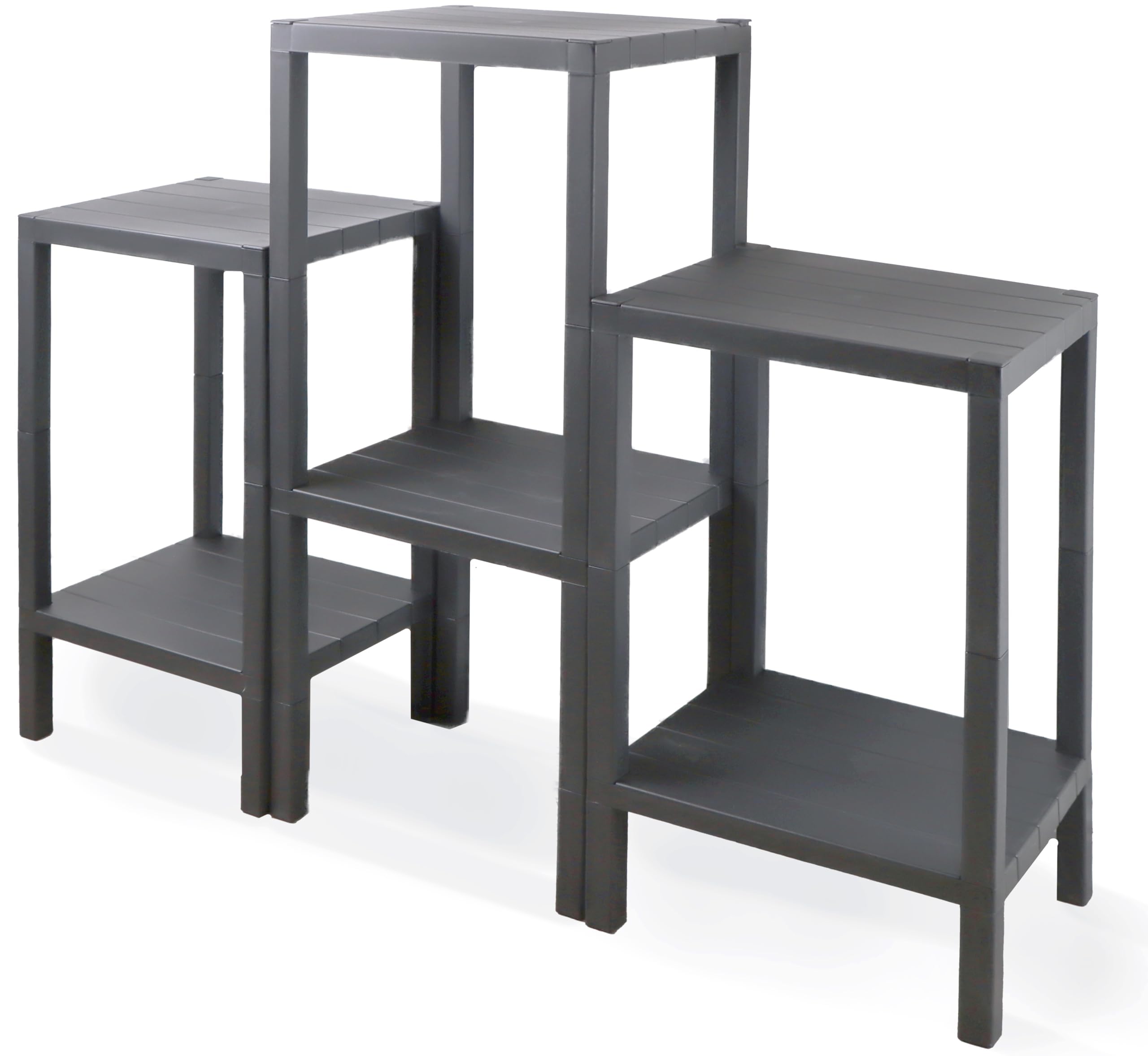 PRADICHI Side End Table – 6 Tier Narrow Nightstand & Coffee Table with Storage Shelves – Small Bedside Sofa Table for Living Room, Bedroom, Office & Hallway (Grey, 6 Tier)