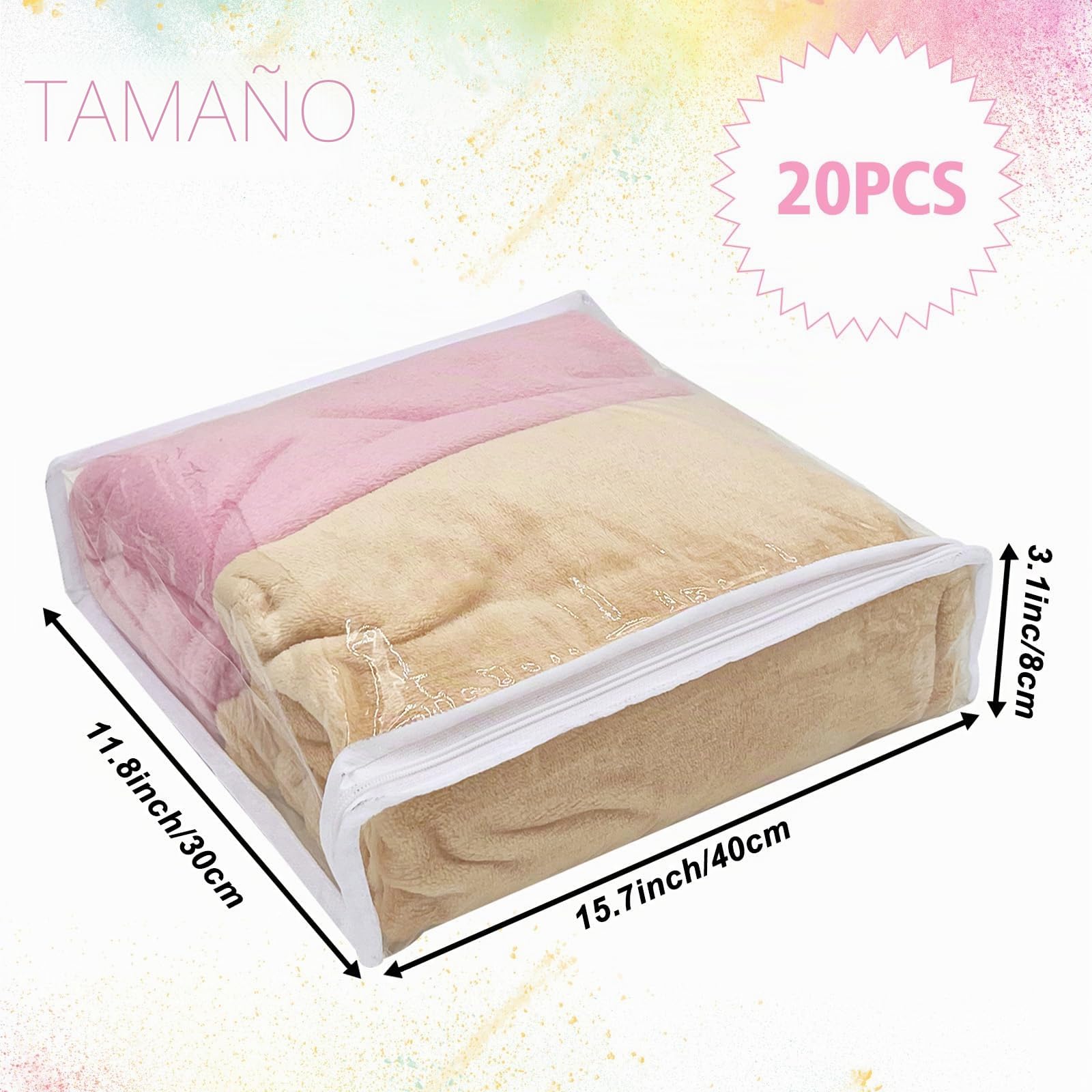Sibosen20 bolsas de almacenamiento de ropa de vinilo transparente con cremallera, para sábanas, ropa de cama y suéteres, a prueba de polillas