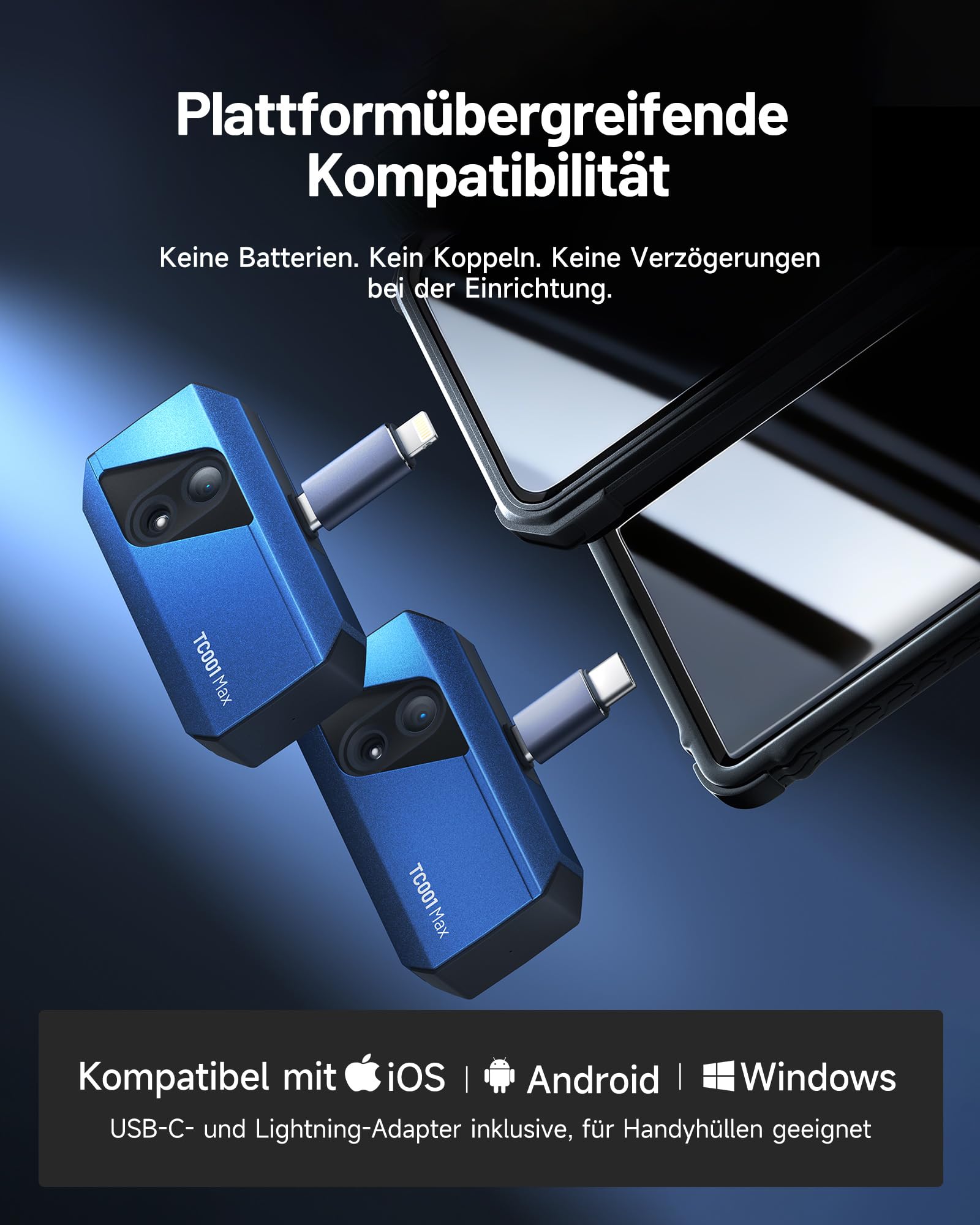 TOPDON Wärmebildkamera TC001 Max für Android iPhone, 512×384 TISR-Auflösung mit 1,5 MP visueller Kamera, –20°C-550°C, 25Hz, Dual-Objektiv Thermal Camera USB-C für Gebäude-, Elektro-, HLK-Inspektion