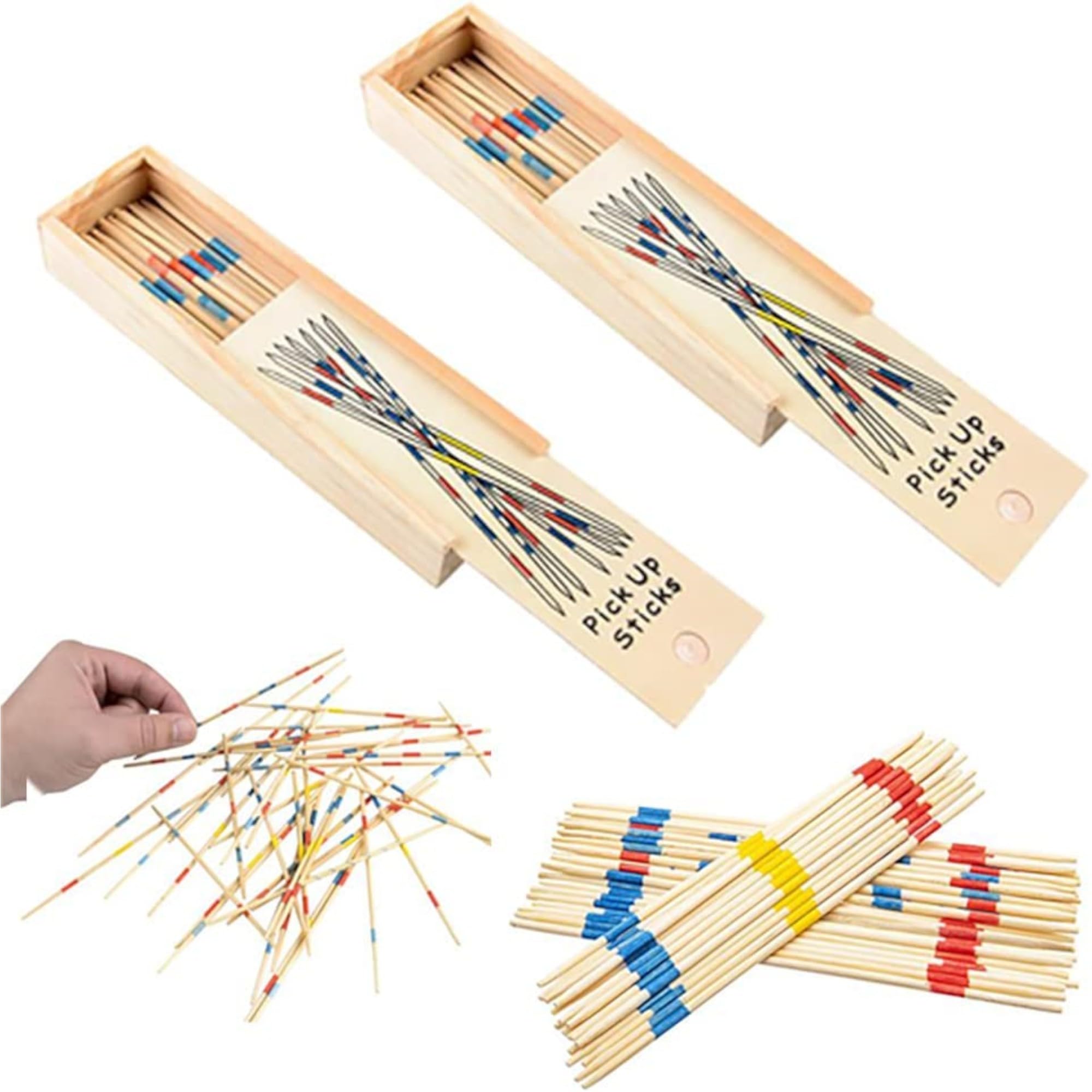 UPBEAT Classic Mikado Sticks Game (Pack of 2) Fun Family Game I Hand-Eye Coordination I Gift I Birthday I Wooden Toy I Skill & Precision Game I Classic Pick-up Sticks Game