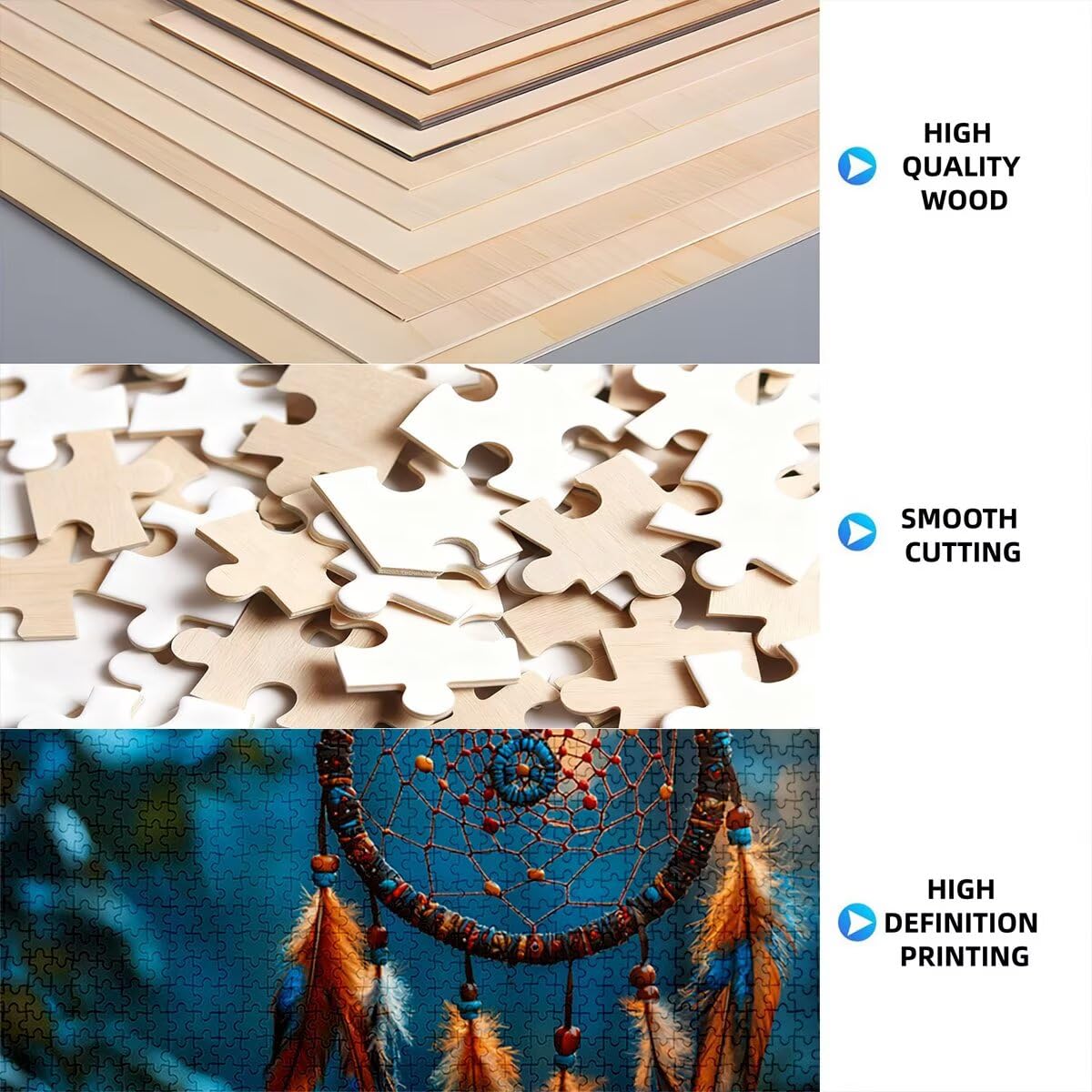 Puzzle 2000 sztuk dla dorosłych, motyw łowcy marzeń łowcy dla dorosłych, trudne drewniane łamigłówki, grube i trwałe drewno, wymagające łamanie głowy, Boże Narodzenie prezent dla kobiet, Motyw: pióro