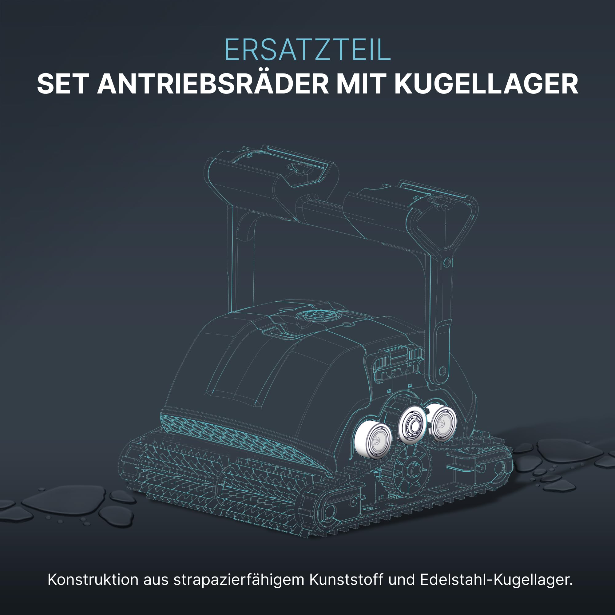 Dolphin Original-Ersatzteil - Führungsräder (4 Stück) mit 2 Zahnriemen - Teilenummer 3884997-R6