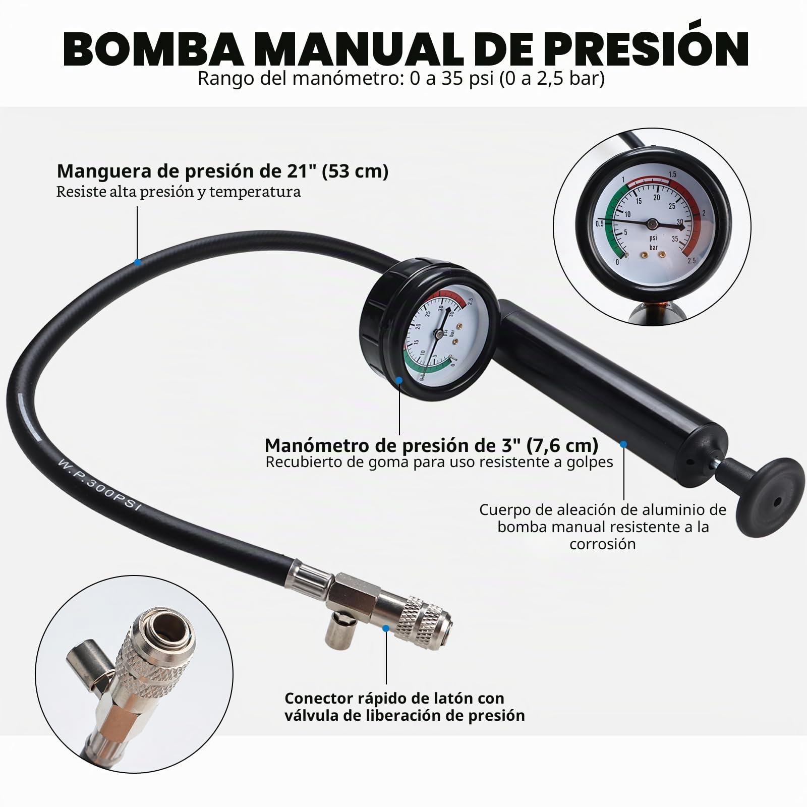 FreeTec 18 pzas Probador Presion Radiador, Universal Probador Presion Circuito Refrigeración, Kit Comprobador de Fugas Liquido Refrigerante, Herramientas Radiador Coche con Bomba Adaptador
