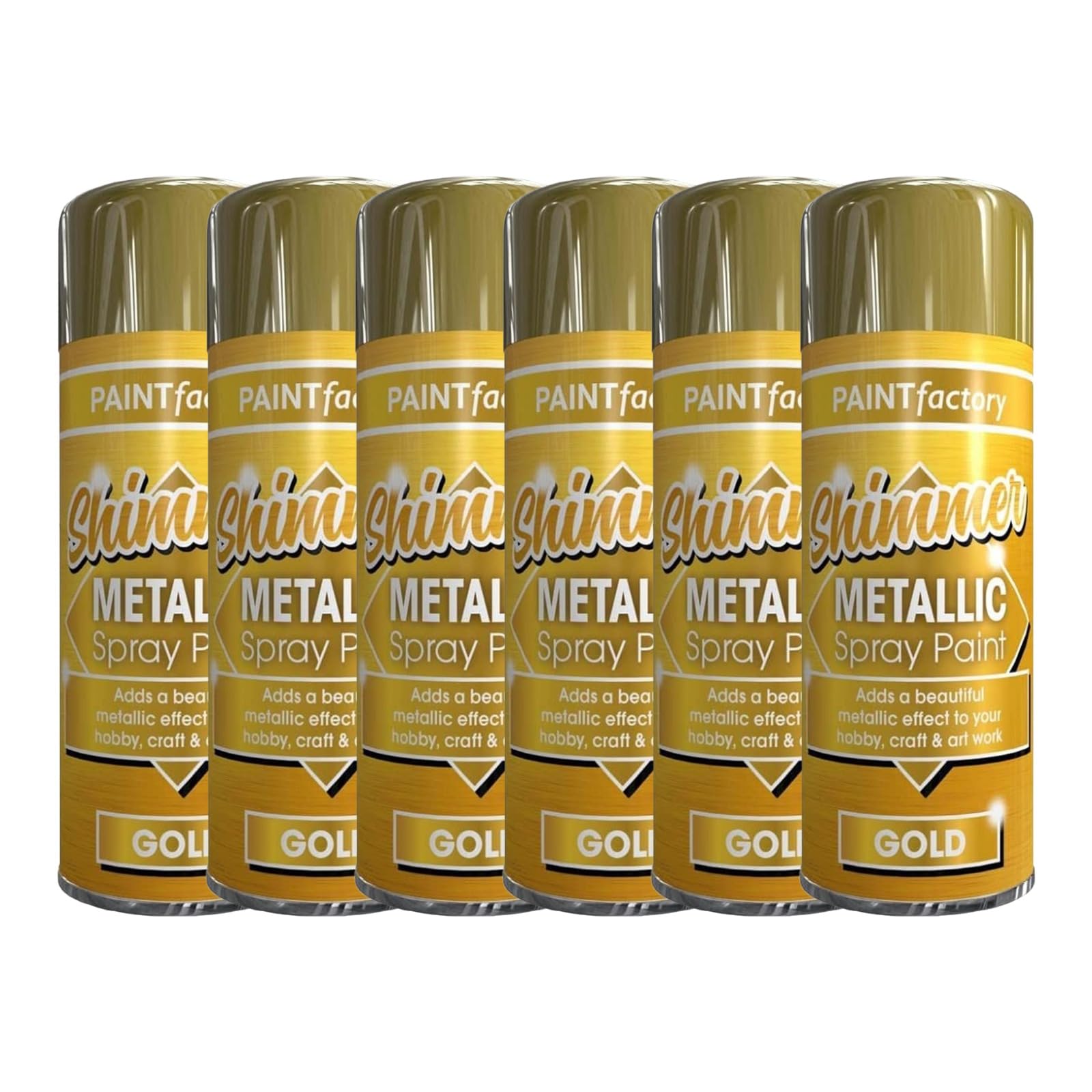Pnjb Metallic Gold Spray Paint 200Ml Multipurpose Use Spray For Metal, Wooden Furniture, Interior & Exterior Decoration, Long-Lasting, Shimmering Finish (6)