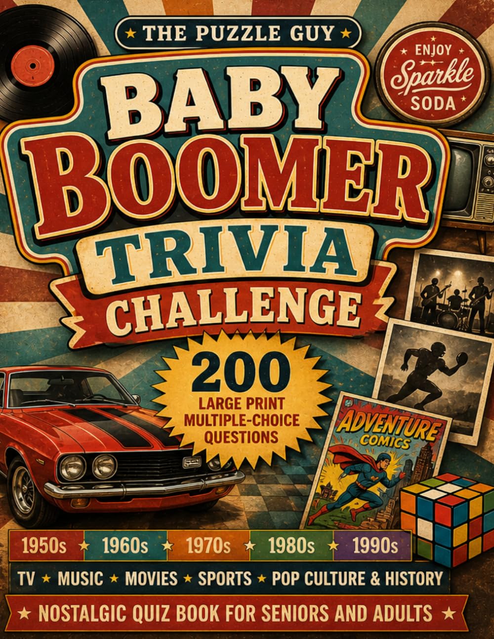 Baby Boomer Trivia Challenge: 200 Large Print Multiple-Choice Questions from the 1950s to the 1990s: Nostalgic Quiz Book for Seniors and Adults — ... Sports, Pop Culture & History with Fun Facts