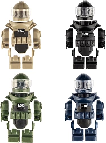 Figuras de soldados de juguete de 4 colores para eliminación de bombas, armadura de traje E.O.D, juguetes de traje, equipo militar, minifigura