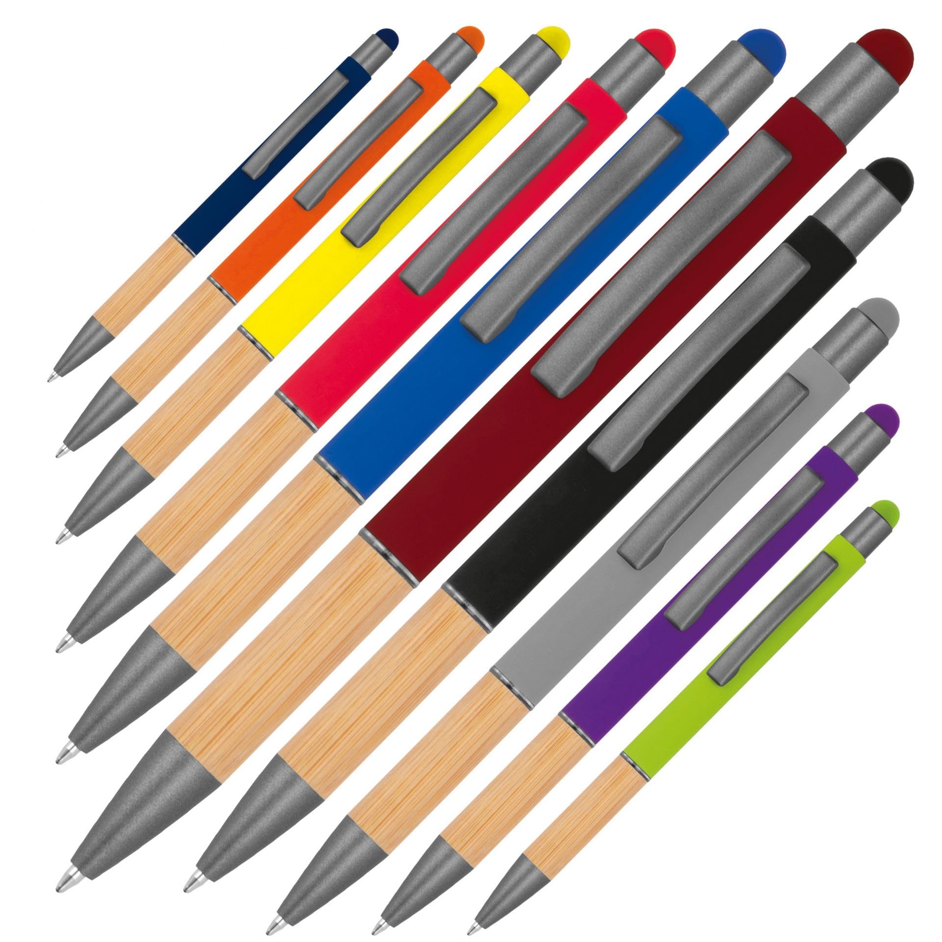 Schmalz® Stylo à bille en aluminium et bambou, avec gravure Cookie, personnalisé dans un large choix de couleurs, stylo à bille, cadeaux personnalisés, avec texte et logo au choix, gravure, 25