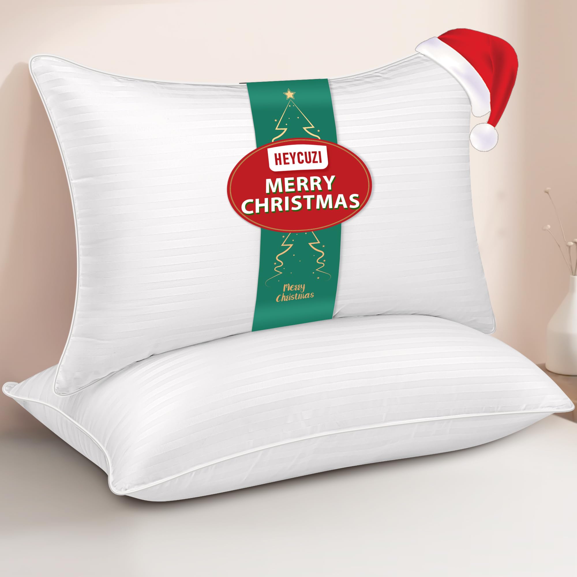 Queen Size Bed Pillows - Breathable Premium Down Alternative Pillows Set of 2 for Side Back and Stomach