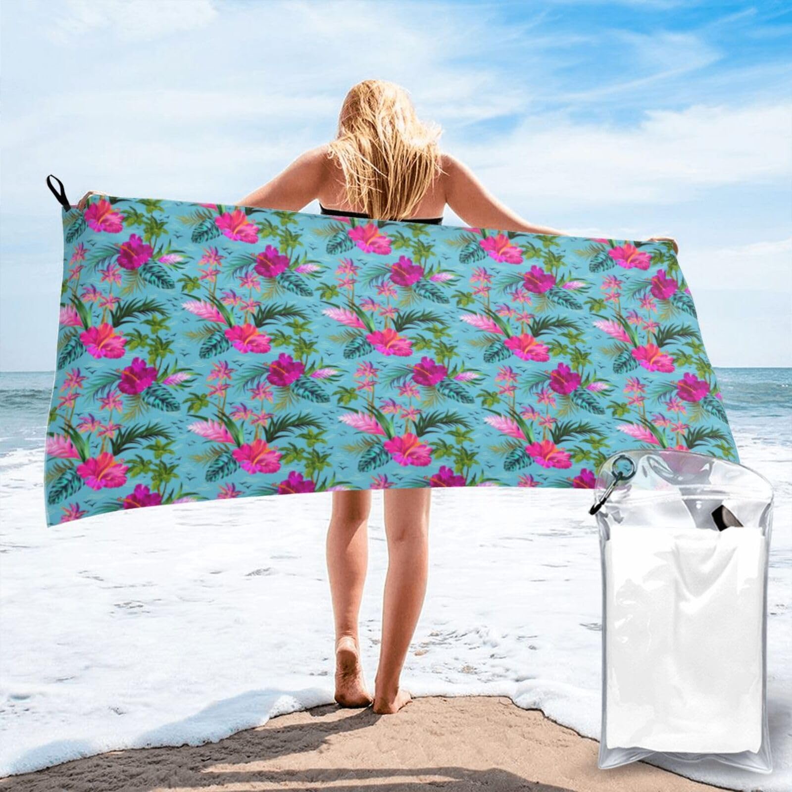 KAPPTYY Hello Hawaii Print Quick Dry Towel Bath Shower Beach Wrap For Gym Vacation Adults