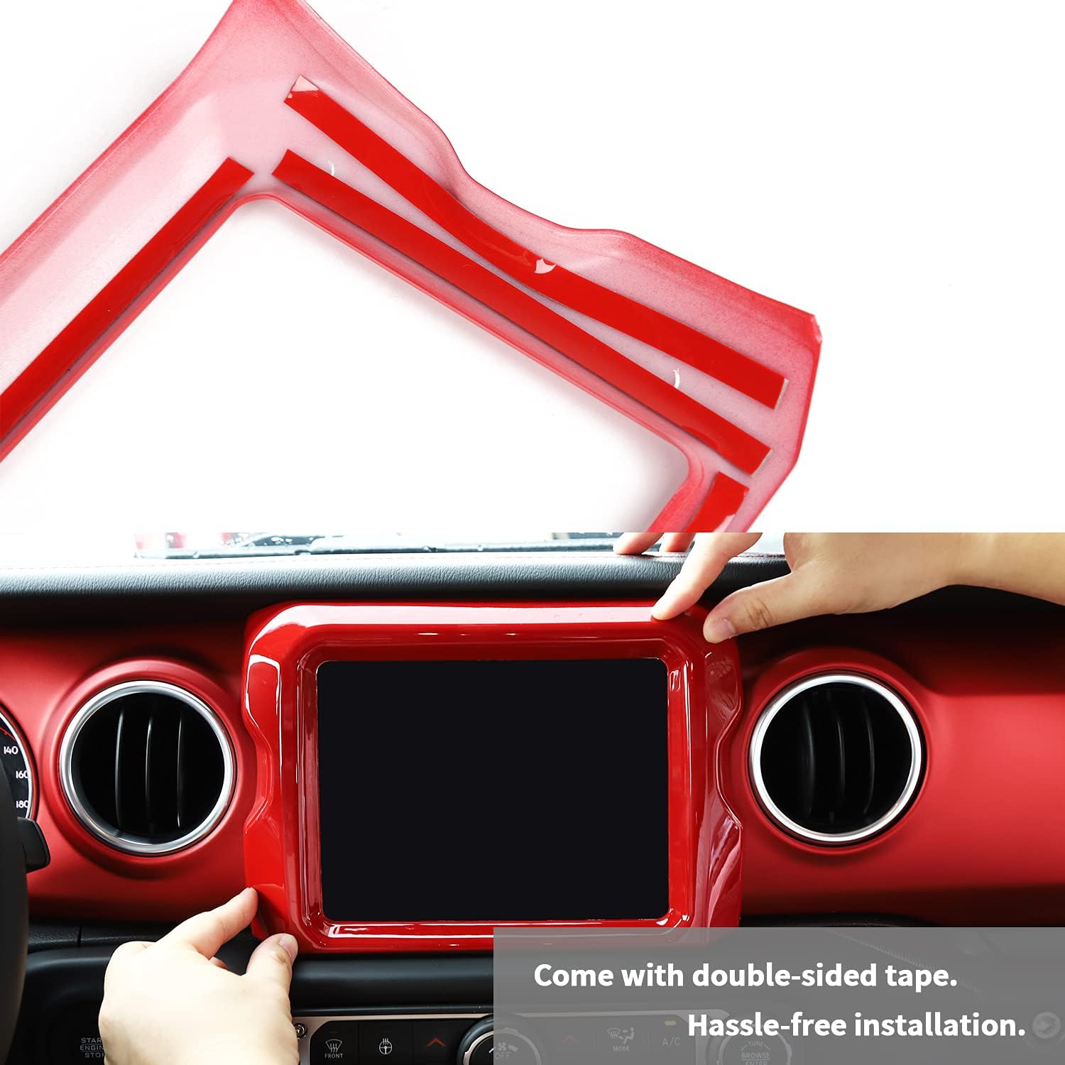 JeCar Interior Trim Kit Center Console 8.4in Navigation Panel Cover Interior Accessories Compatible with Jeep Wrangler 2018-2023 JL & 2020-2023 Gladiator JT, Red