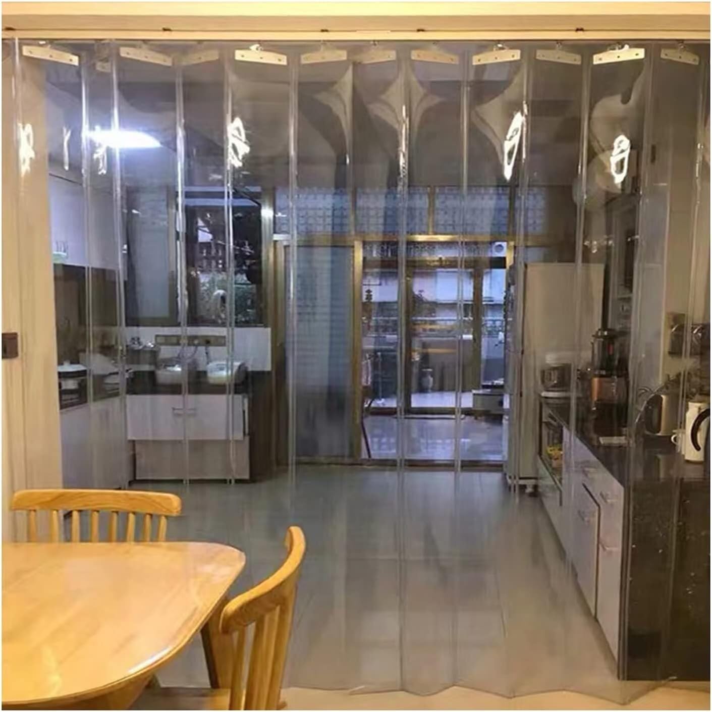 Persiana Contra Tormentas Cortina De Puerta De Tiras De PVC, Cortina De Puerta De Tira Transparente Plegable Deslizante for Congeladores De Unidades Y Contraventanas De Puertas De Almacén (Color: 1,5
