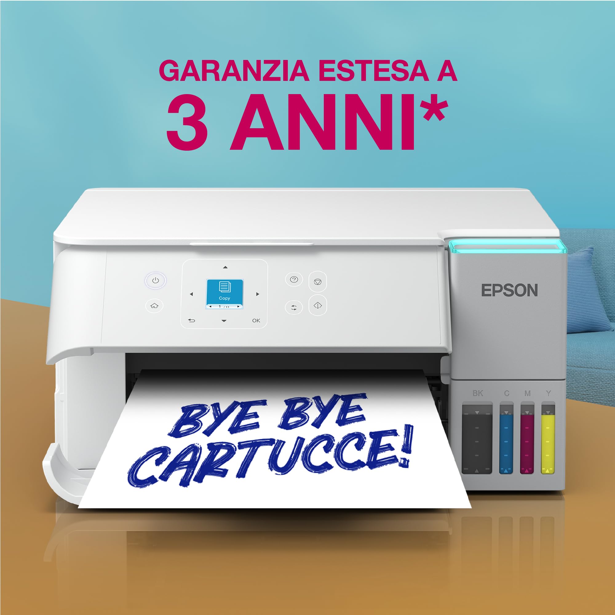Epson EcoTank ET-2959 Stampante A4 Wi-Fi Stampa Copia Scansione Fronte/Retro LCD 3.7 cm 3 Anni Inchiostro
