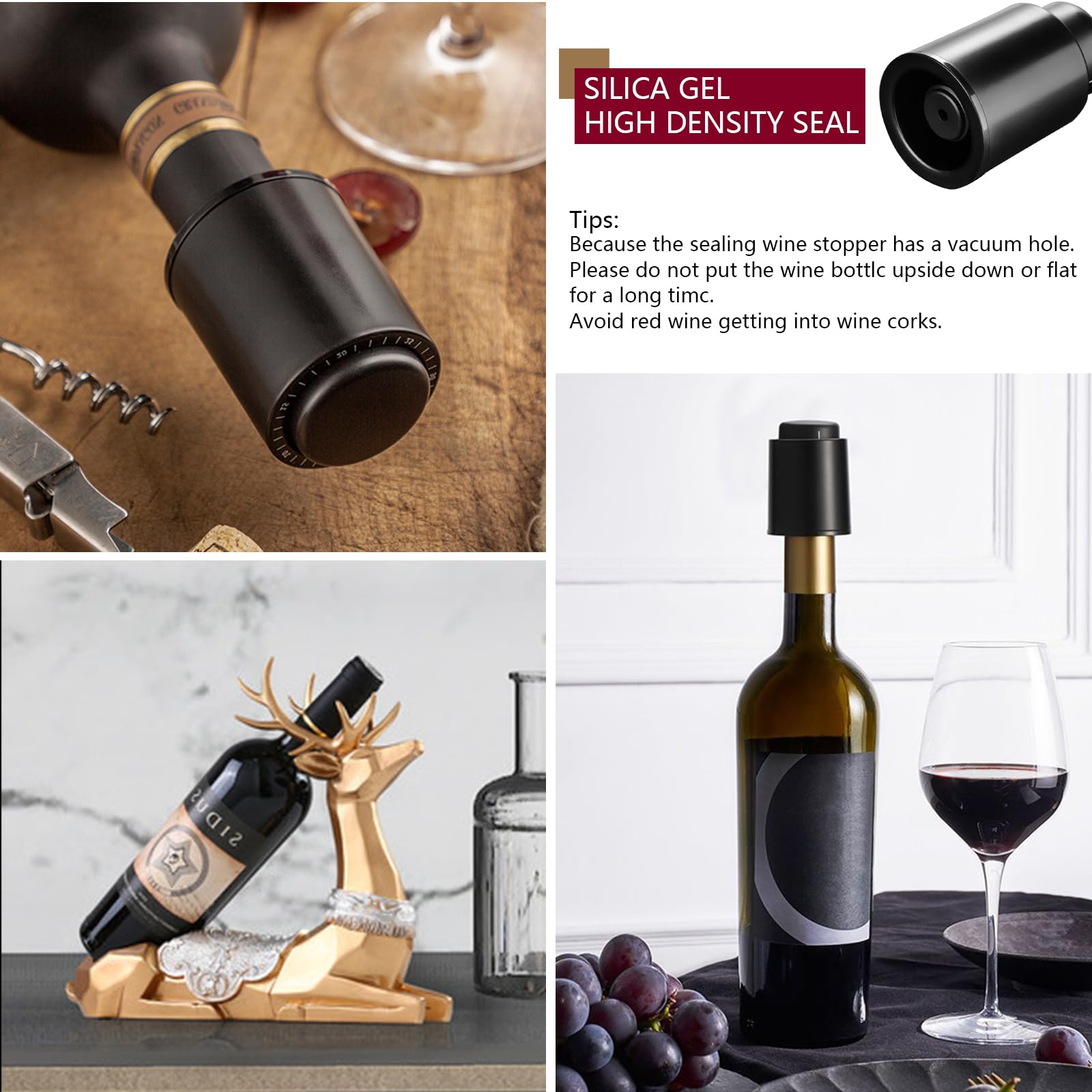 Set 4 Tappi Vino Sottovuoto AUROAY - Con Indicatore Data, Riutilizzabili, Per Conservazione - Foto 11