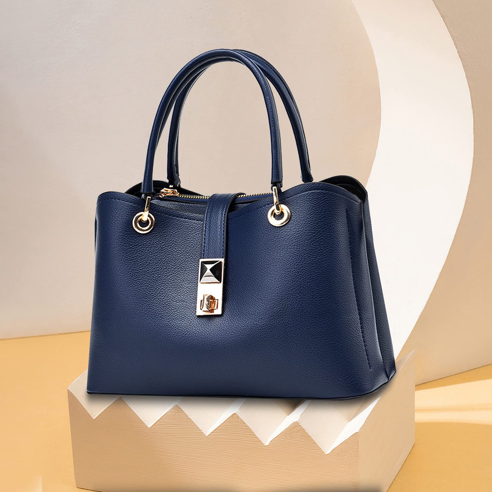 NICOLE & DORIS Borsa a Tracolla Piccola per Donna Elegante Borse a Spalla Moda Multiuso Borsa Mano in PU Pelle Borsa Crossbody Clutch Borsetta Semplice Borsa con Manico Superior Blu Navy