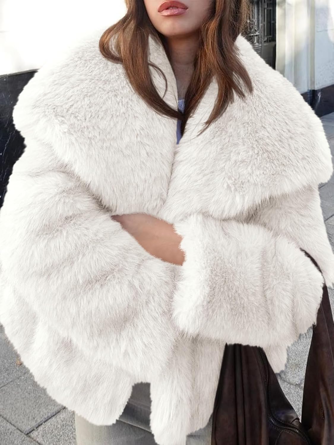 Cicy Bell Womens Faux Fur Coat Winter Shaggy Casual Oversized Lapel Jackets Warm Fuzzy Outerwear - Image 5