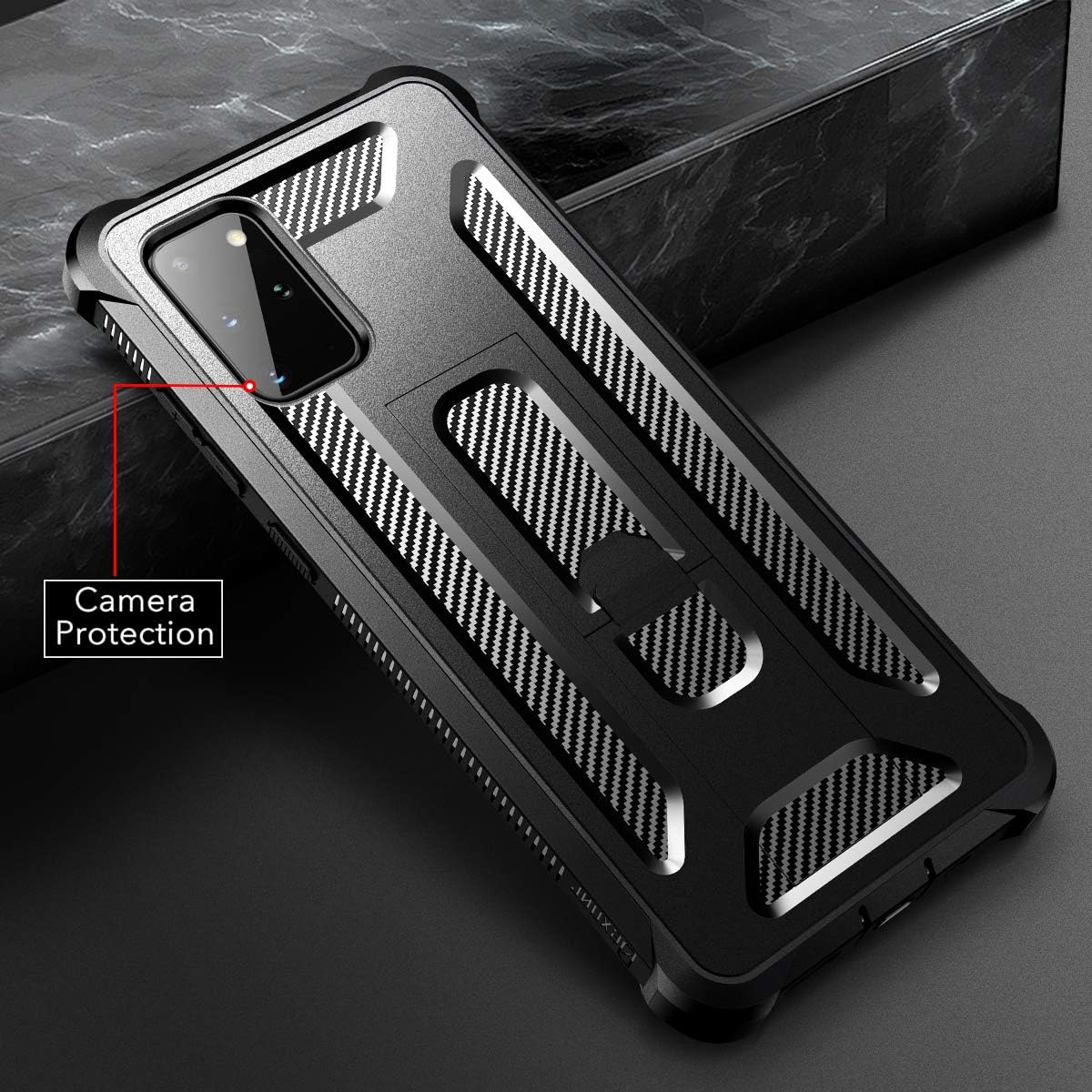 Dexnor for Samsung Galaxy S20+ Plus Case, [Built in Screen Protector and Kickstand] Dual Layer Heavy Duty Military Grade Protection Shockproof Protective Cover for Galaxy S20+ Plus, 6.7 inch Black