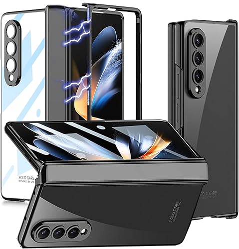 Miniatura 8 de NINKI Funda compatible con Samsung Galaxy Z Fold 4 5G con S Pen y protección de 2 bisagras, cubierta protectora chapada magnética con protector de